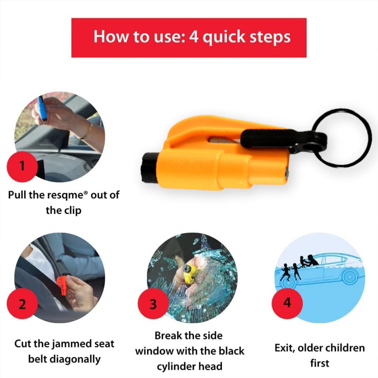 2 In 1 Emergency Safety Cutter With Key Chain Small Portable Handy Emergency Safely Glass Breaking  Seat Belt Cutting Keychain Tool - Happy Price - Image 2