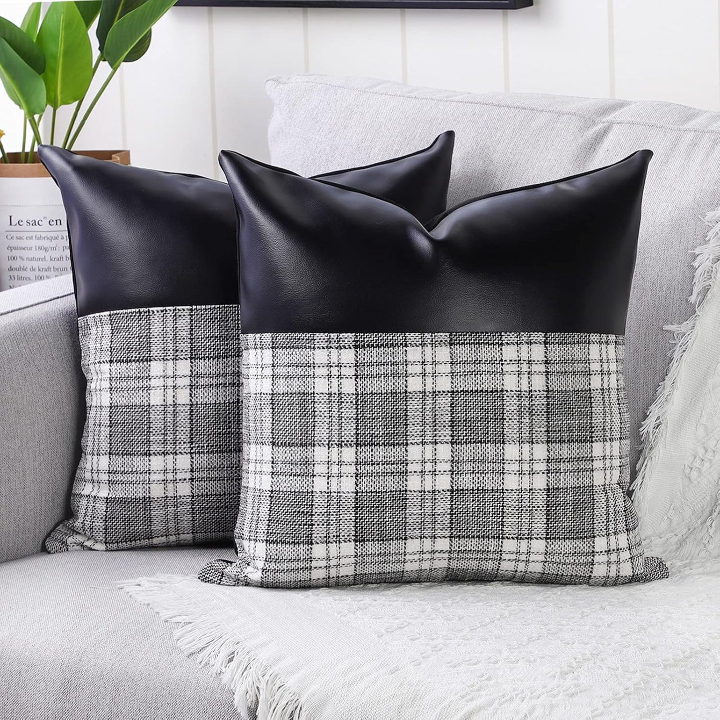 Pillow Covers Cushion Cases Soft Leather And Cotton (23  22 Inch  1 Pair  2 Pc) - Happy Price - Image 5