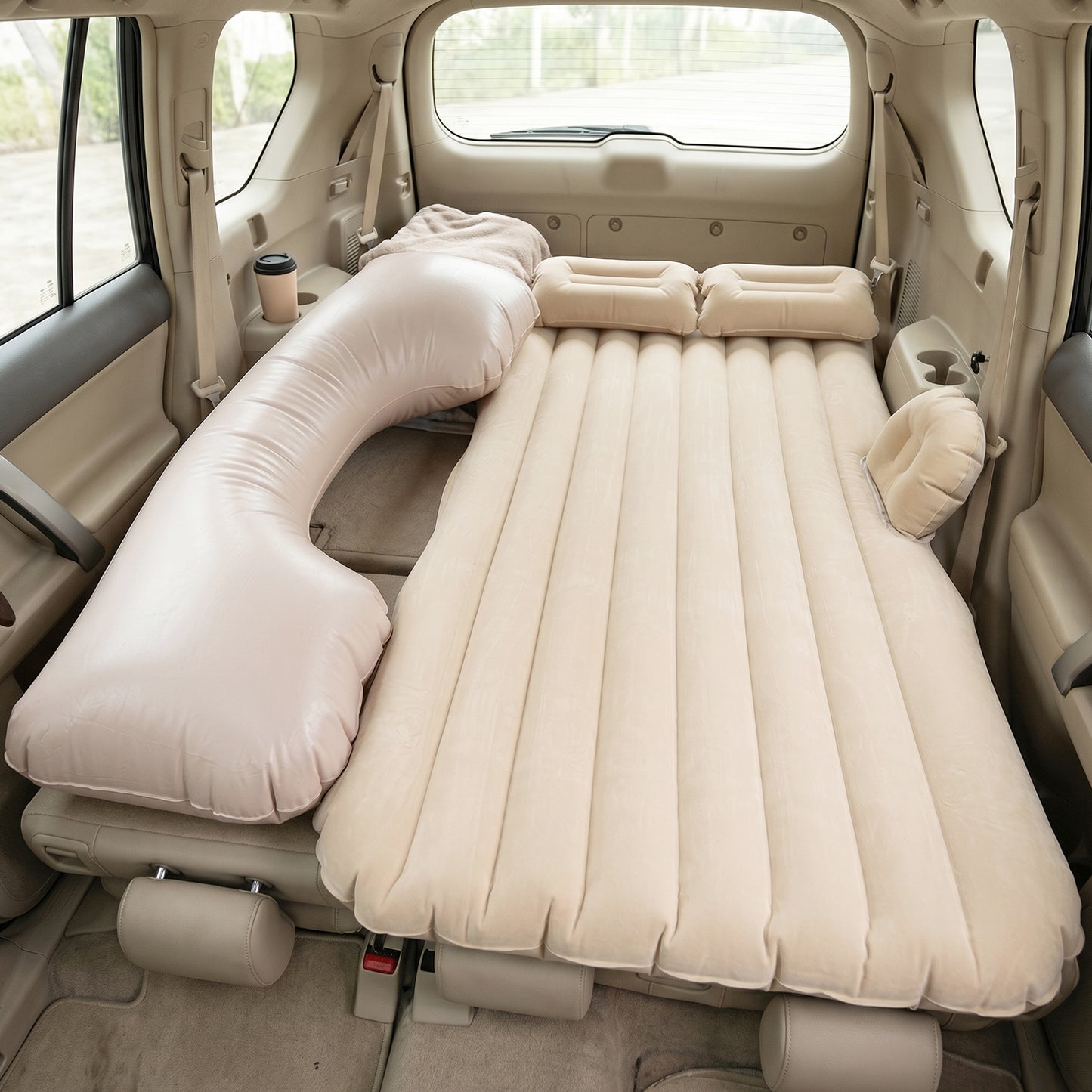 Portable Car Air Mattress Set with Pump & Pillows - Beige - Happy Price - Image 3