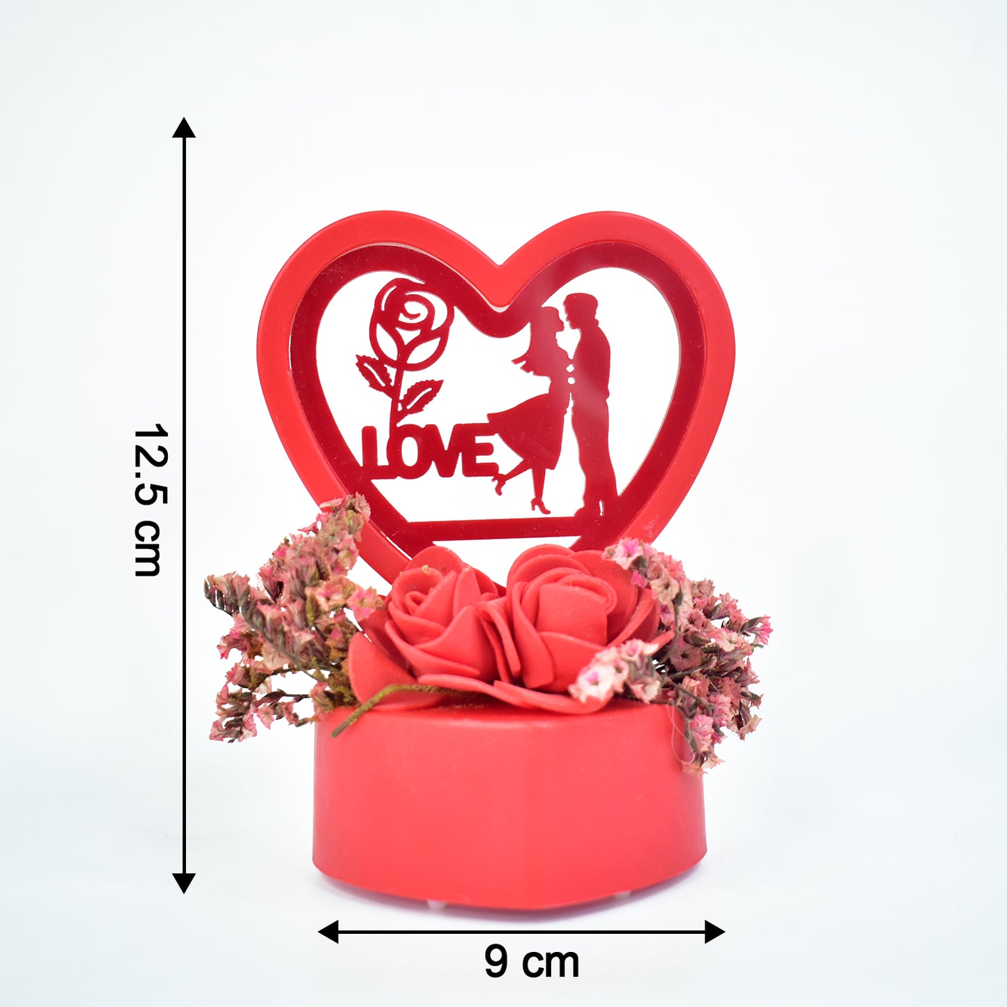 Romantic Couple Heart Showpiece with Rose Base - 1 Pc - Happy Price - Image 6