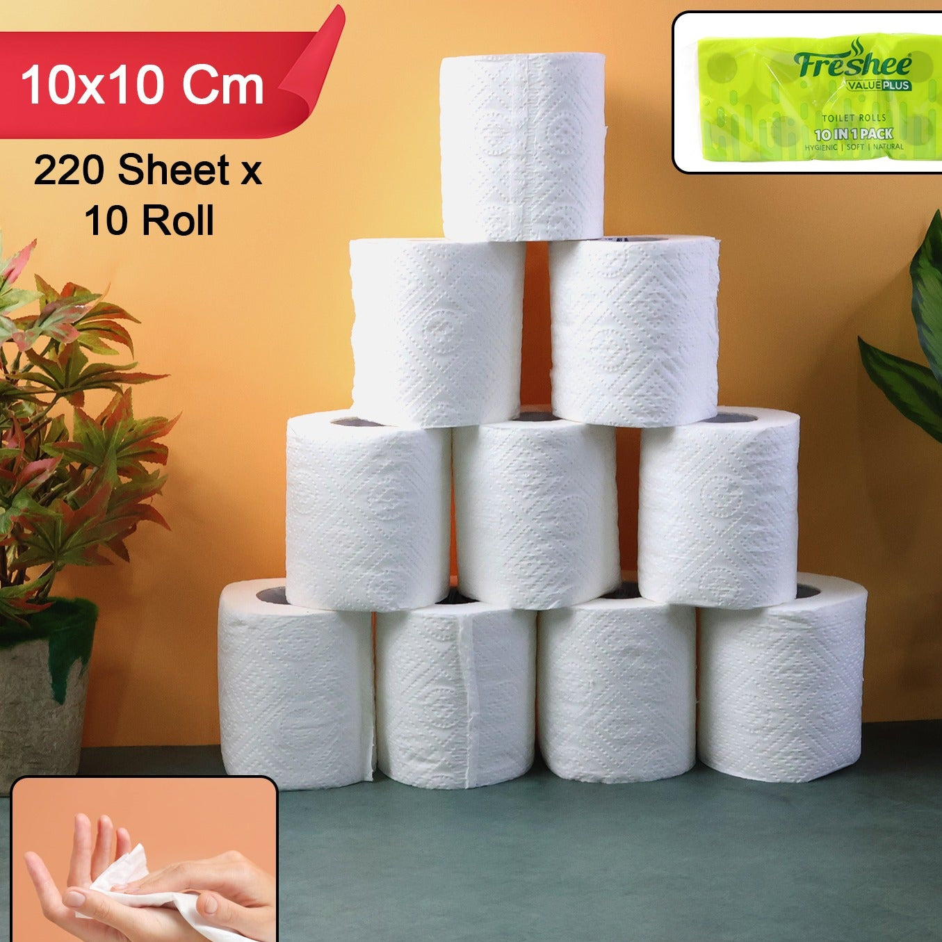 Toilet Tissue Rolls  Soft Embossed Bathroom Tissue 220 Sheets  10 Rolls