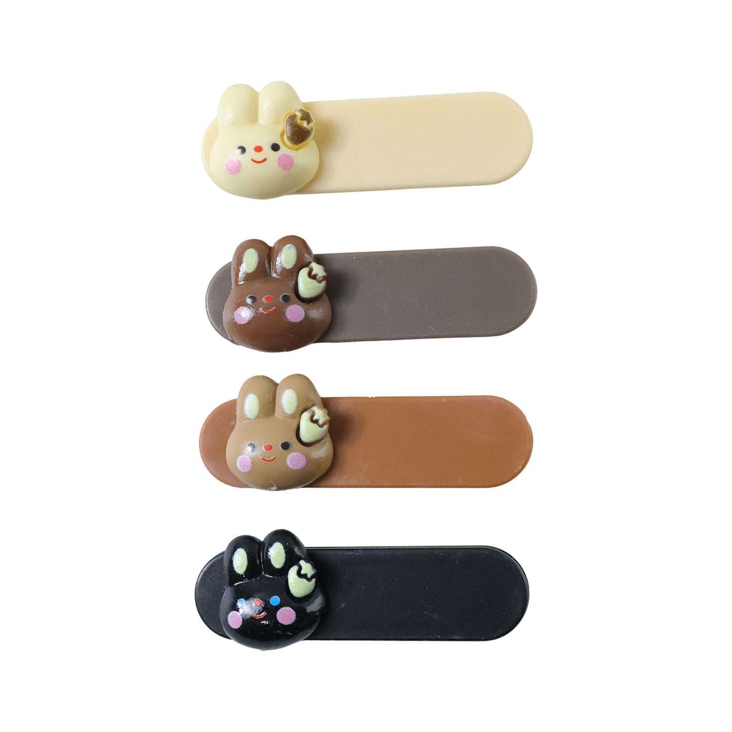 Cute Bunny Face Hair Clips Set - 4 Pc Decorative Snap Clips for Women & Girls - Happy Price - Image 4