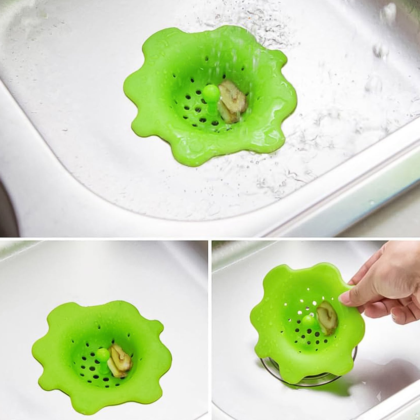 Flexible Silicone Sink Strainer & Drain Hair Catcher - Flower Shape, 11.5 cm (1 Pc) - Happy Price - Image 3