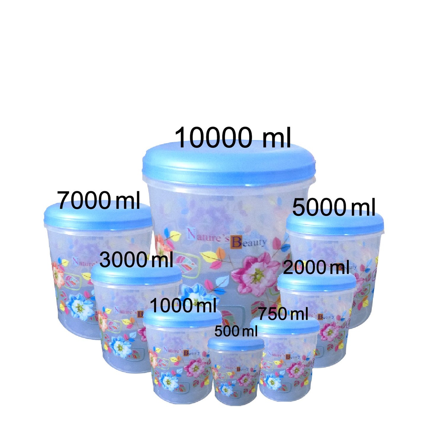 Air Tight Plastic Transparent Container Set (10000ml 7000ml 5000ml 3000ml 2000ml 1000ml 750ml 500ml) - Happy Price - Image 4