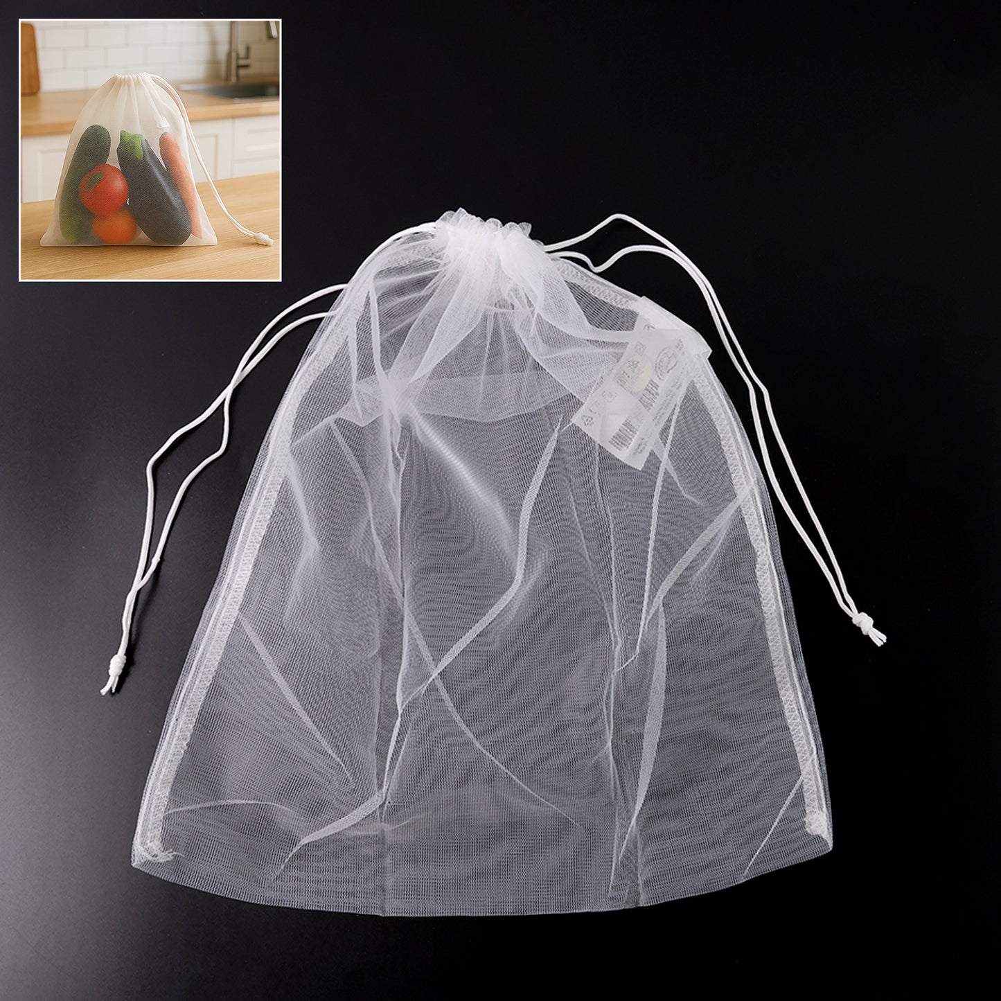 Reusable Transparent Drawstring Mesh Storage Bag (1 Pc) - Happy Price - Image 2