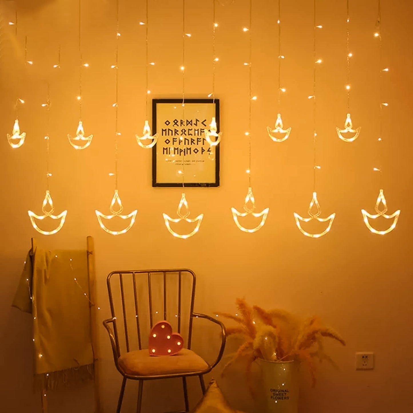 12 Diya String Lights for Window Decoration - Warm White - Happy Price - Image 2