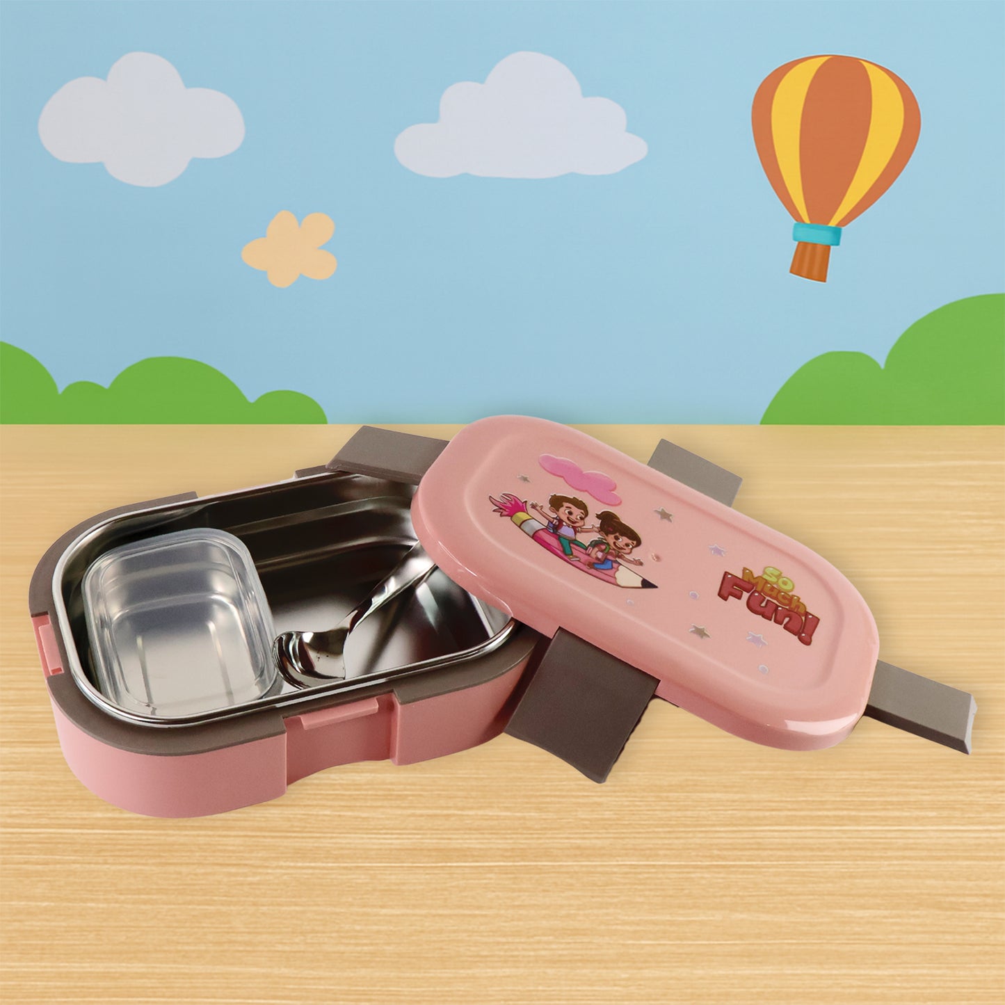 Kids Cartoon Lunch Box Set with Stainless Steel Tray - 1 Set - Happy Price - Image 5