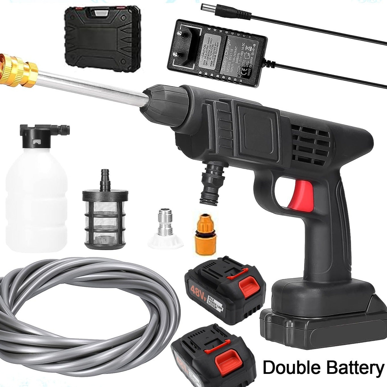 Double Battery 48v Rechargeable Electric Car Washer Gun (1 Set) - Happy Price - Image 1