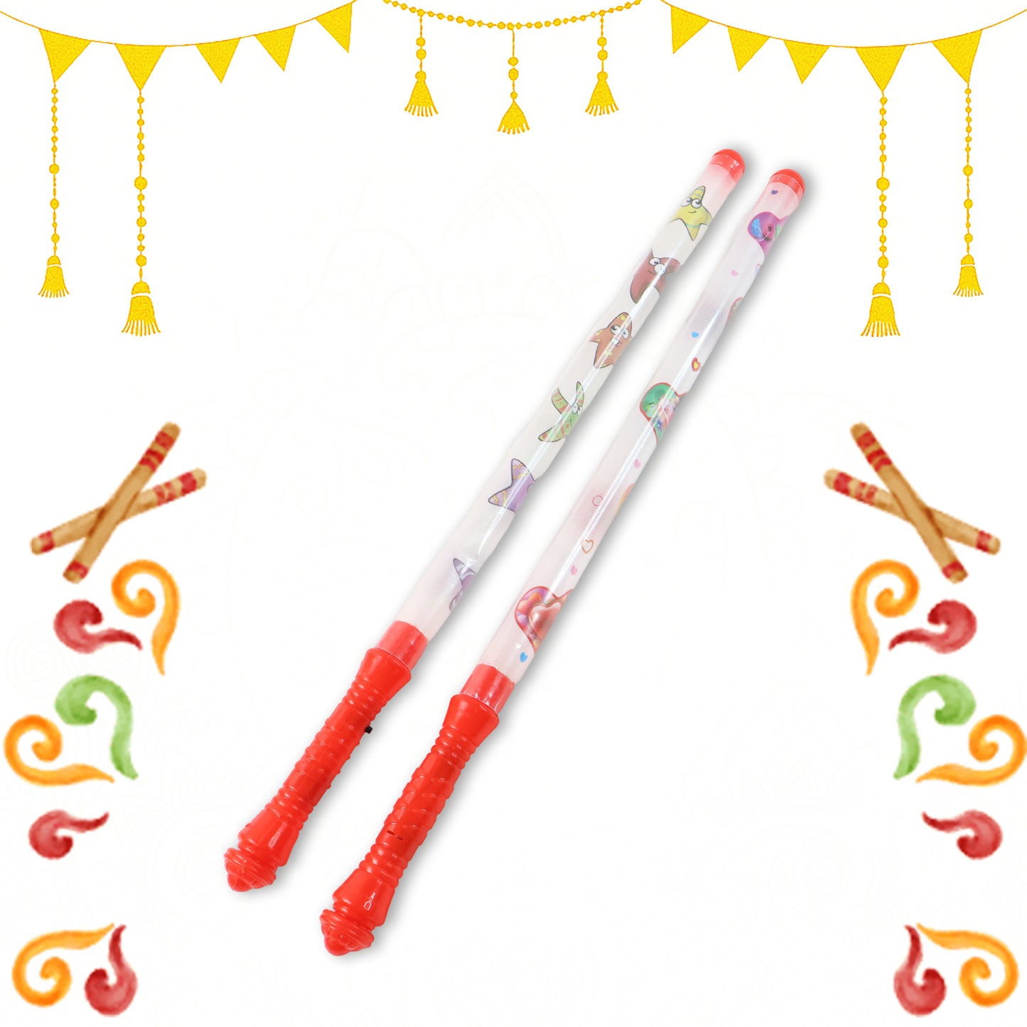2 Piece LED Dandiya Sticks - Color Changing Light-Up Garba Sticks for Festivals - Happy Price - Image 4