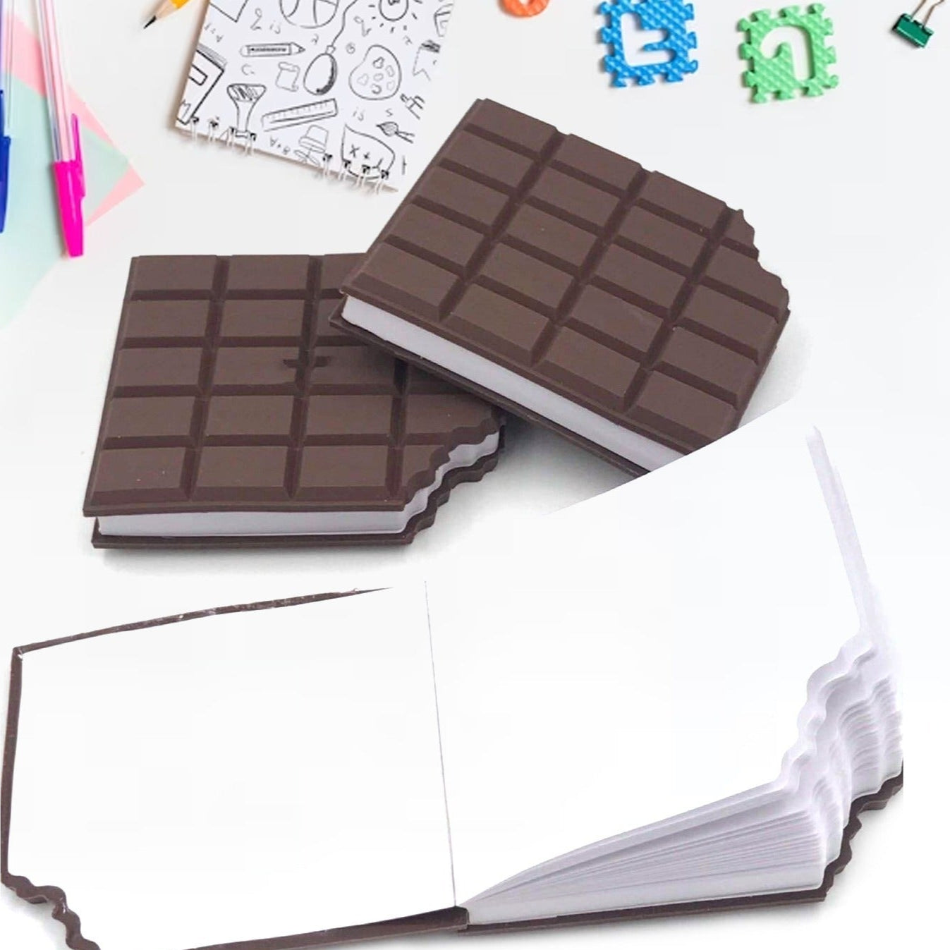Small Chocolate Scented Diary Memo Notebook In Rectangular Chocolate Bite Shape With Original Chocolate Smell Personal Pocket Diary With Plain Pages For Kids - Happy Price - Image 1