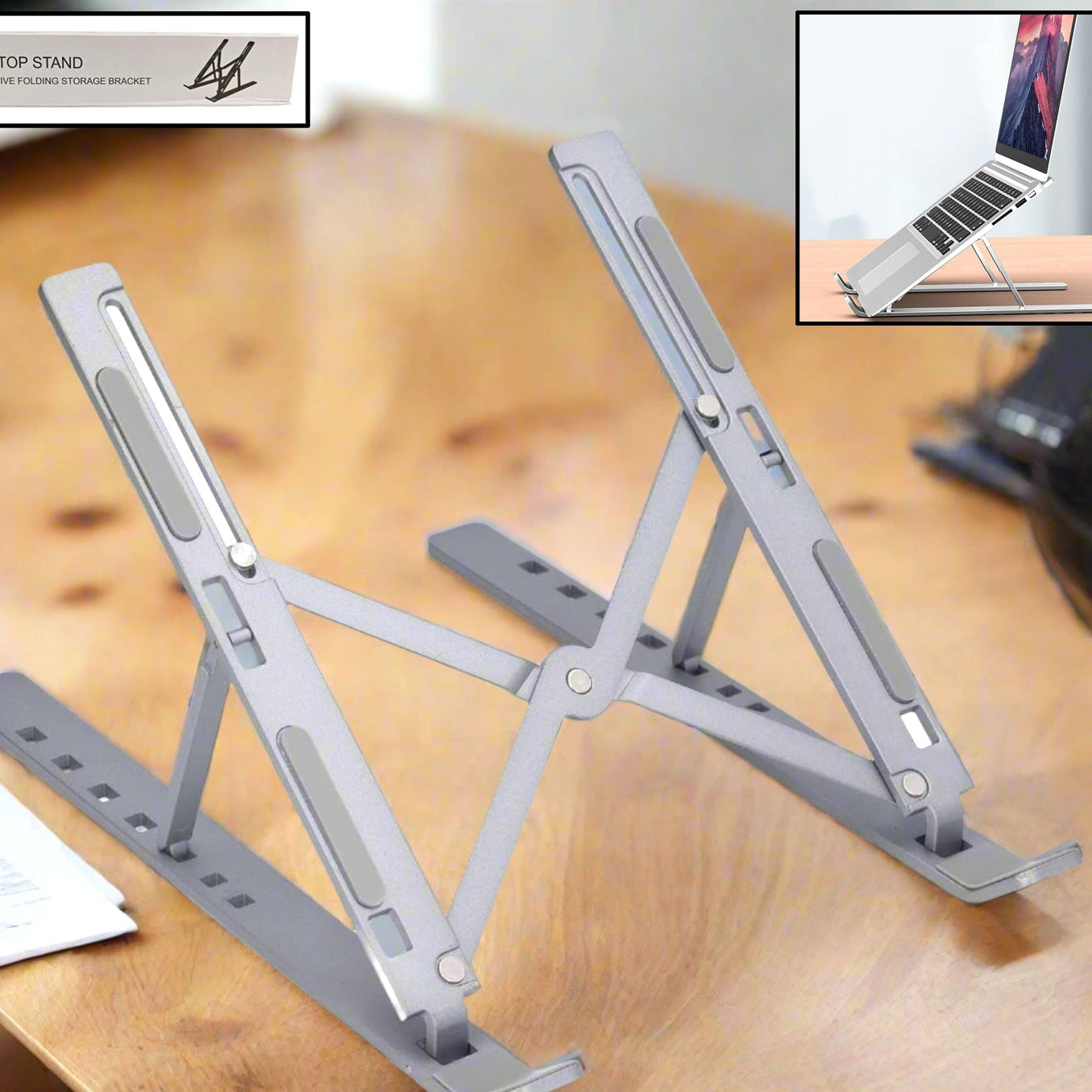 Adjustable Metal Laptop Stand for Desk - 7 Angle Settings (1 Pc) - Happy Price - Image 1