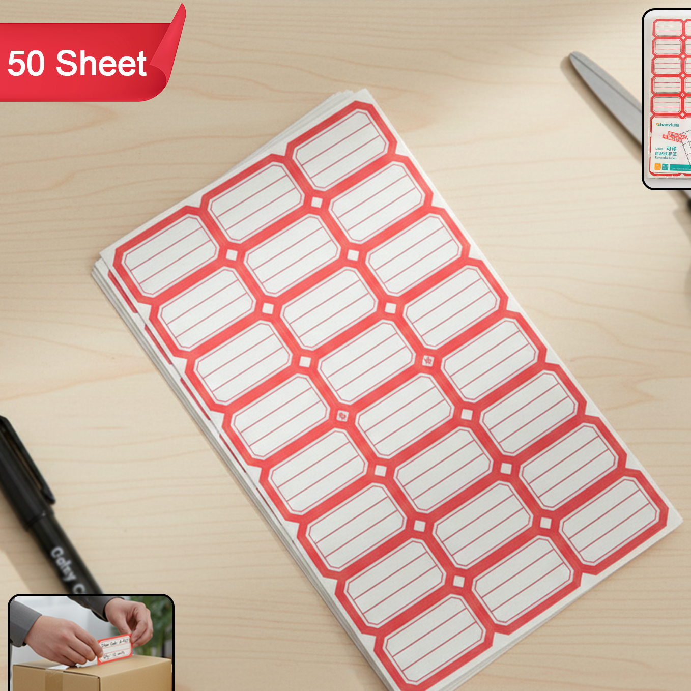 50 Sheets Rectangular Self-Adhesive Label Stickers for Organization & Shipping - Happy Price - Image 1