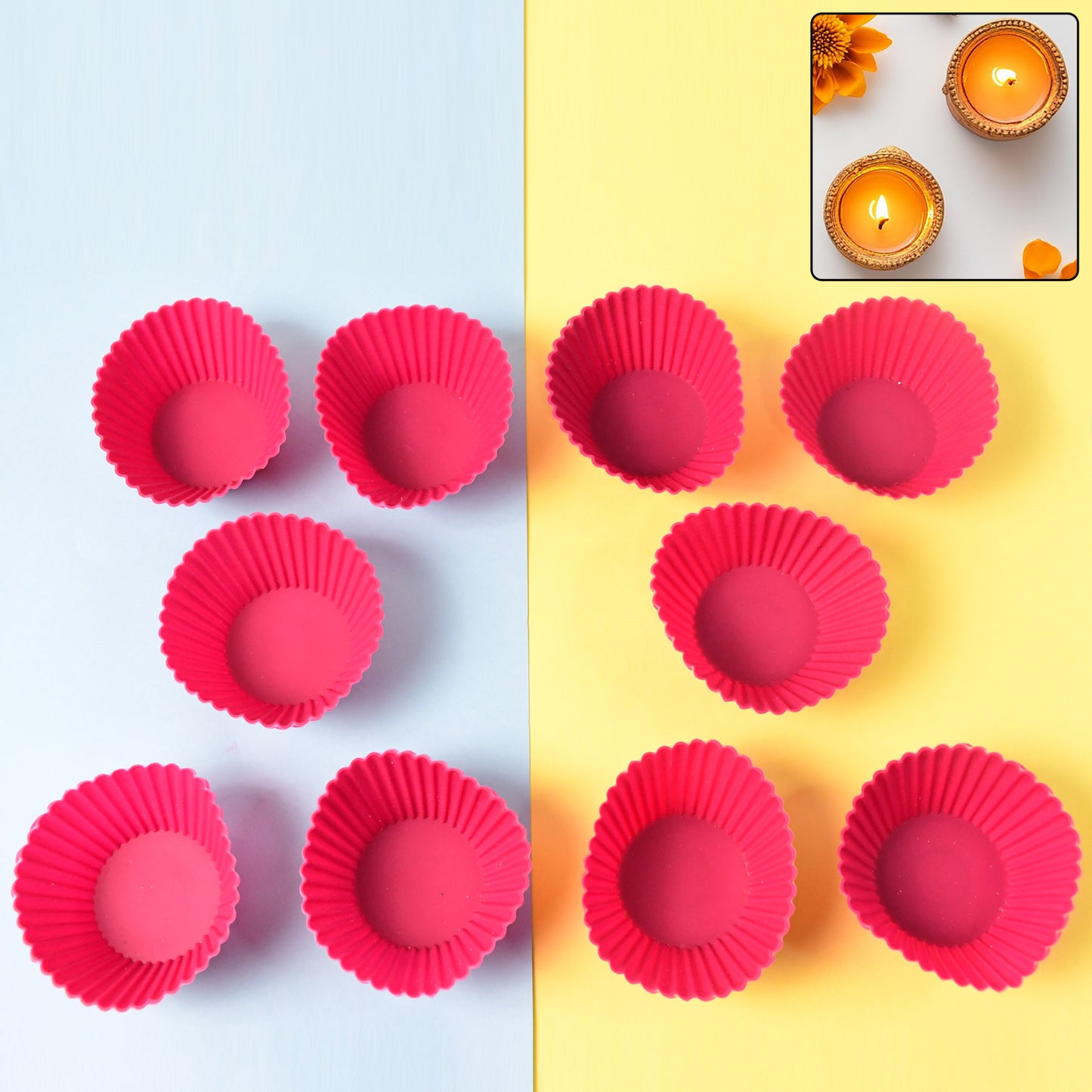 Silicone Cup Cake Mould (10 Pcs Set) - Happy Price - Image 2