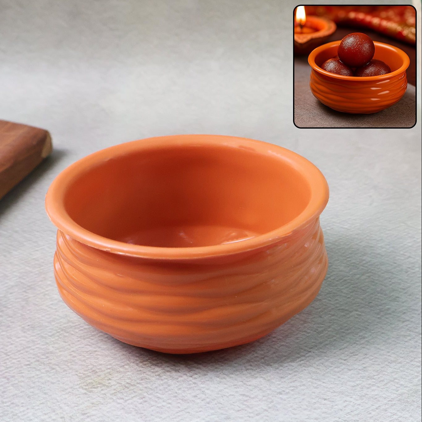 Classic Terracotta Style Handi Serving Bowl (1 Pc) - Food-Grade Plastic for Sweets & Snacks - Happy Price - Image 1
