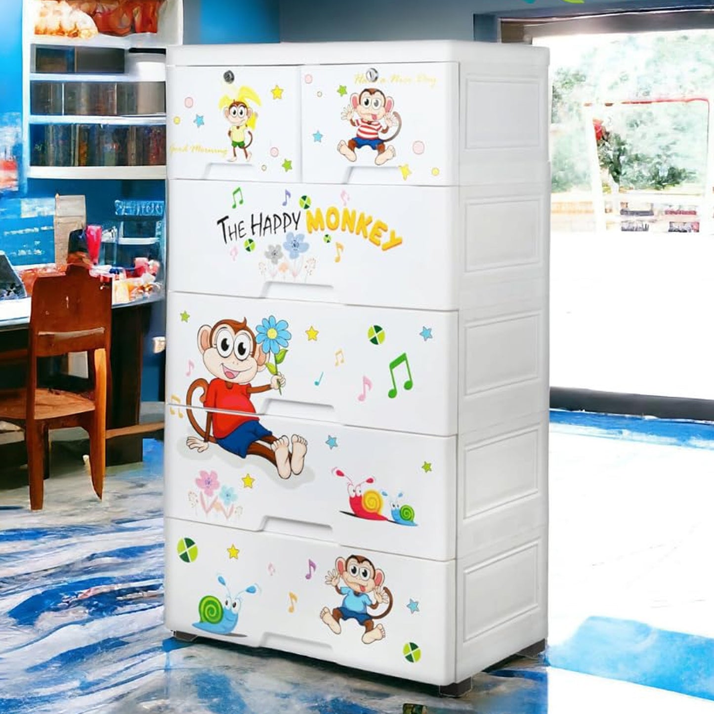 Kids Plastic Chest Of 6 Drawers Multi-purpose Storage Organizerwardrobe For Kids - Happy Price - Image 5