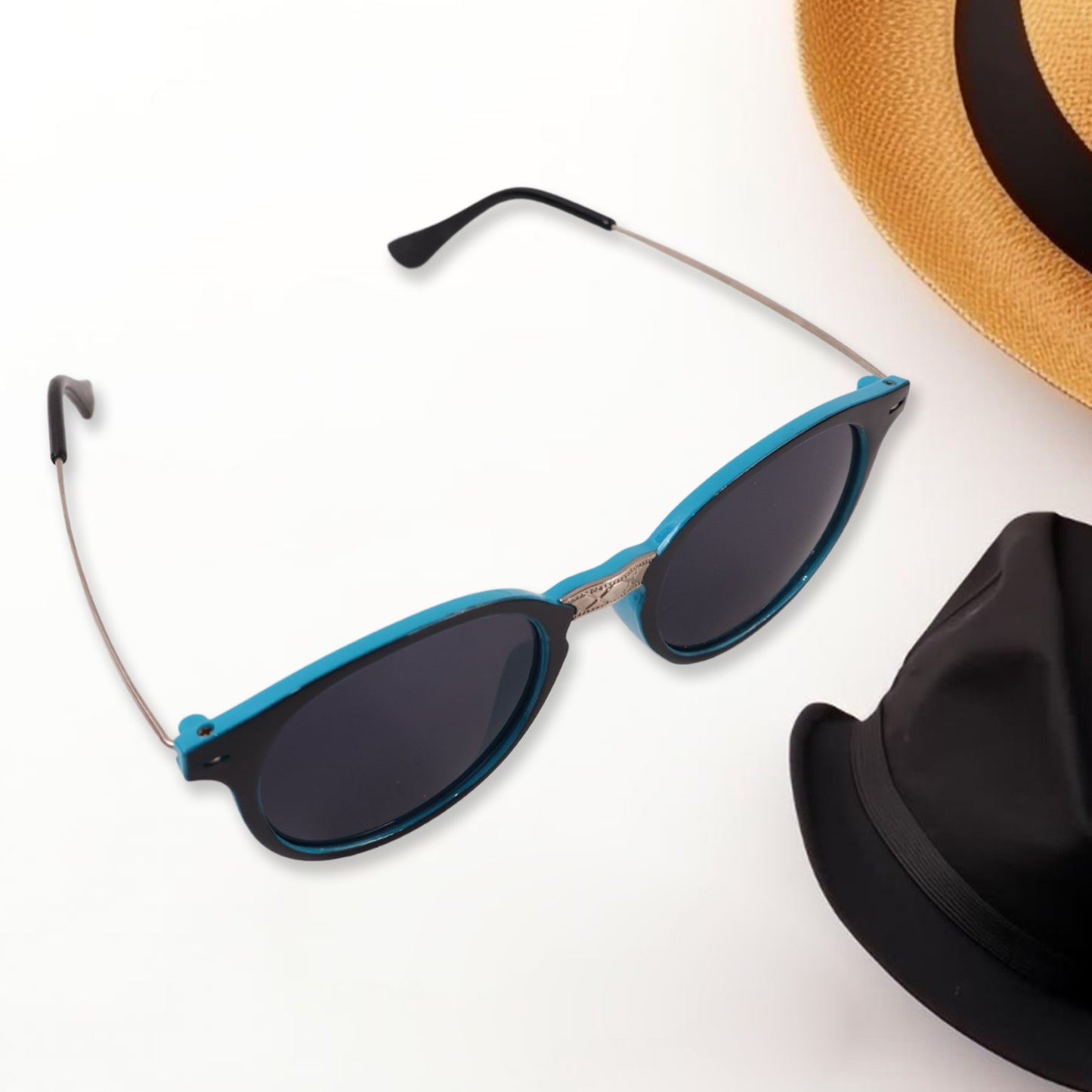 Sky Blue Uv Protected Round Sunglasses Classic Sunglasses For Men  Women Lightweight - Happy Price - Image 5