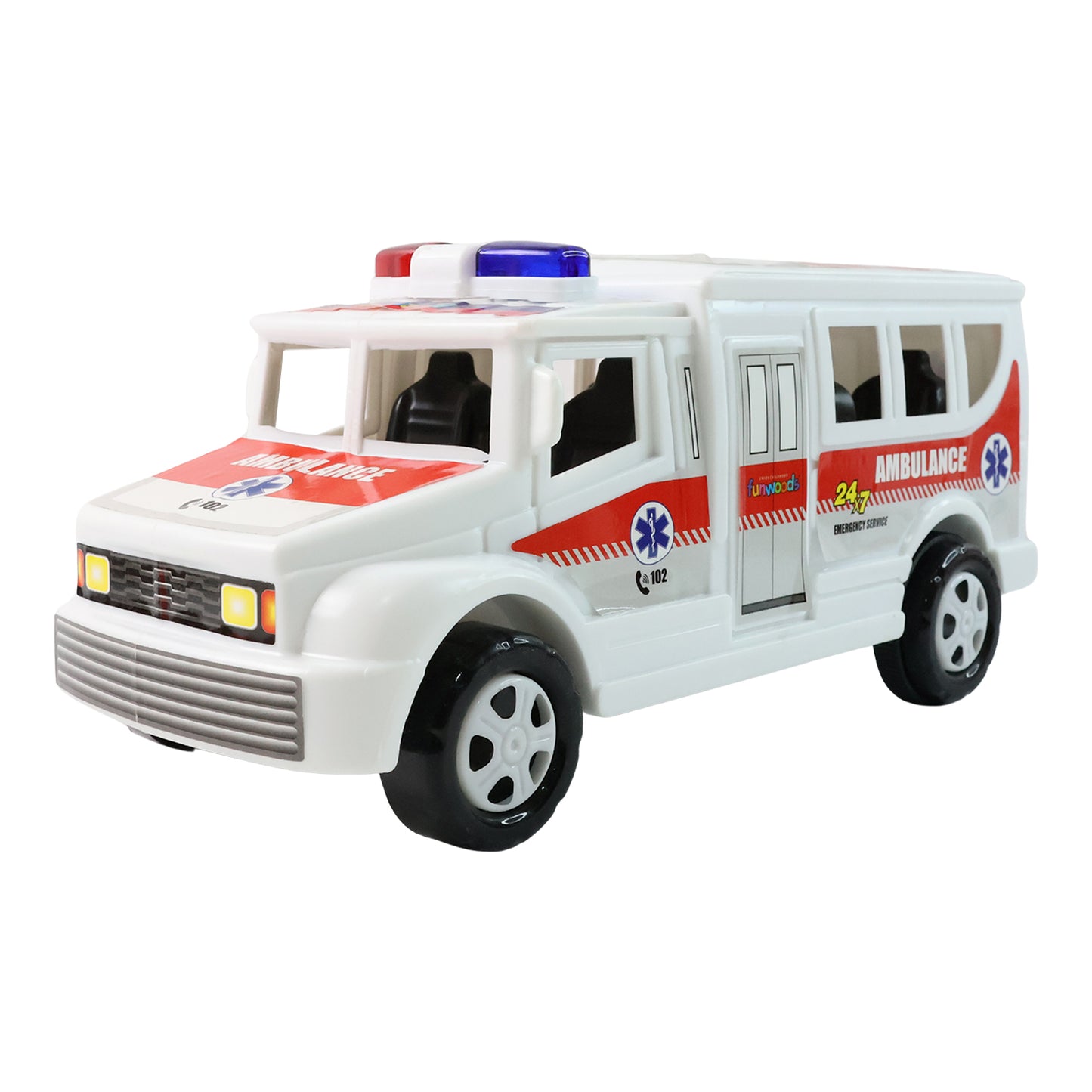 Friction Powered Ambulance Toy for Kids - Realistic Rescue Vehicle (1 Pc) - Happy Price - Image 2