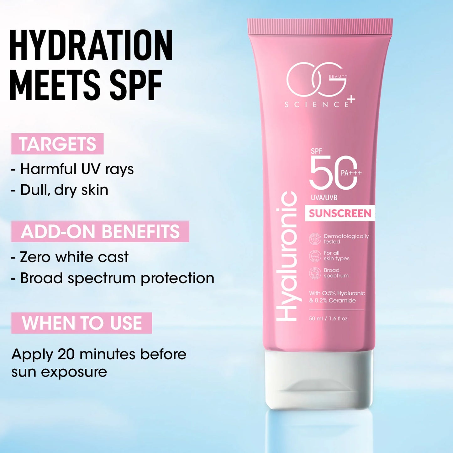 Hyaluronic Acid Sunscreen SPF 50 PA+++, 50ml - Hydrating & Non-Greasy UVA/UVB Protection - Happy Price - Image 5