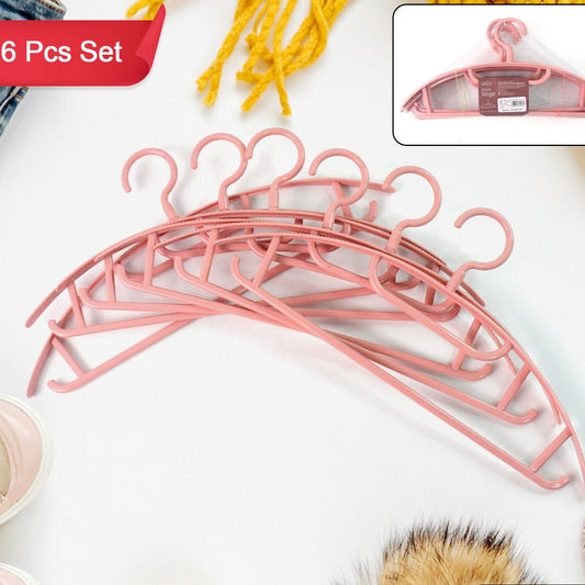 Set of 6 Durable Plastic Clothes Hangers for Wardrobe Organization - Happy Price - Image 1