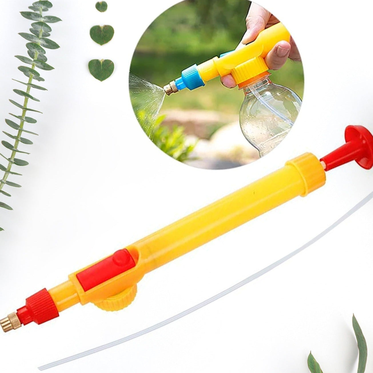 Water Bottle Spray Gun Nozzle Manual Adjustable Water Pump Garden  Washing Hand Held Sprayerwatering Can Sprayer Pressure Nozzle Irrigation Tool And Pump For Efficient Care - Boost Your Gardening Experience (1 Pc) - Happy Price - Image 1