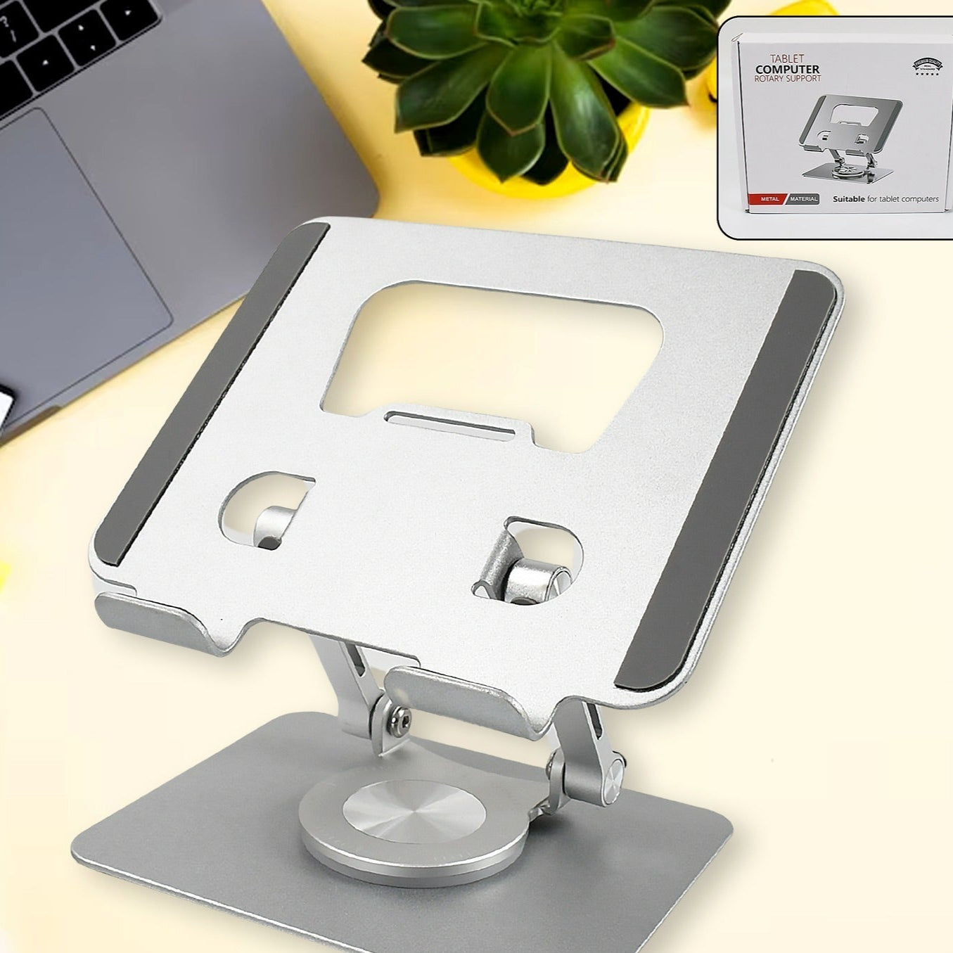 Aluminum Alloy 360rotating Bracket Adjustable Tablet Stand Portable Foldable Ergonomic Tablet Support - Happy Price - Image 1