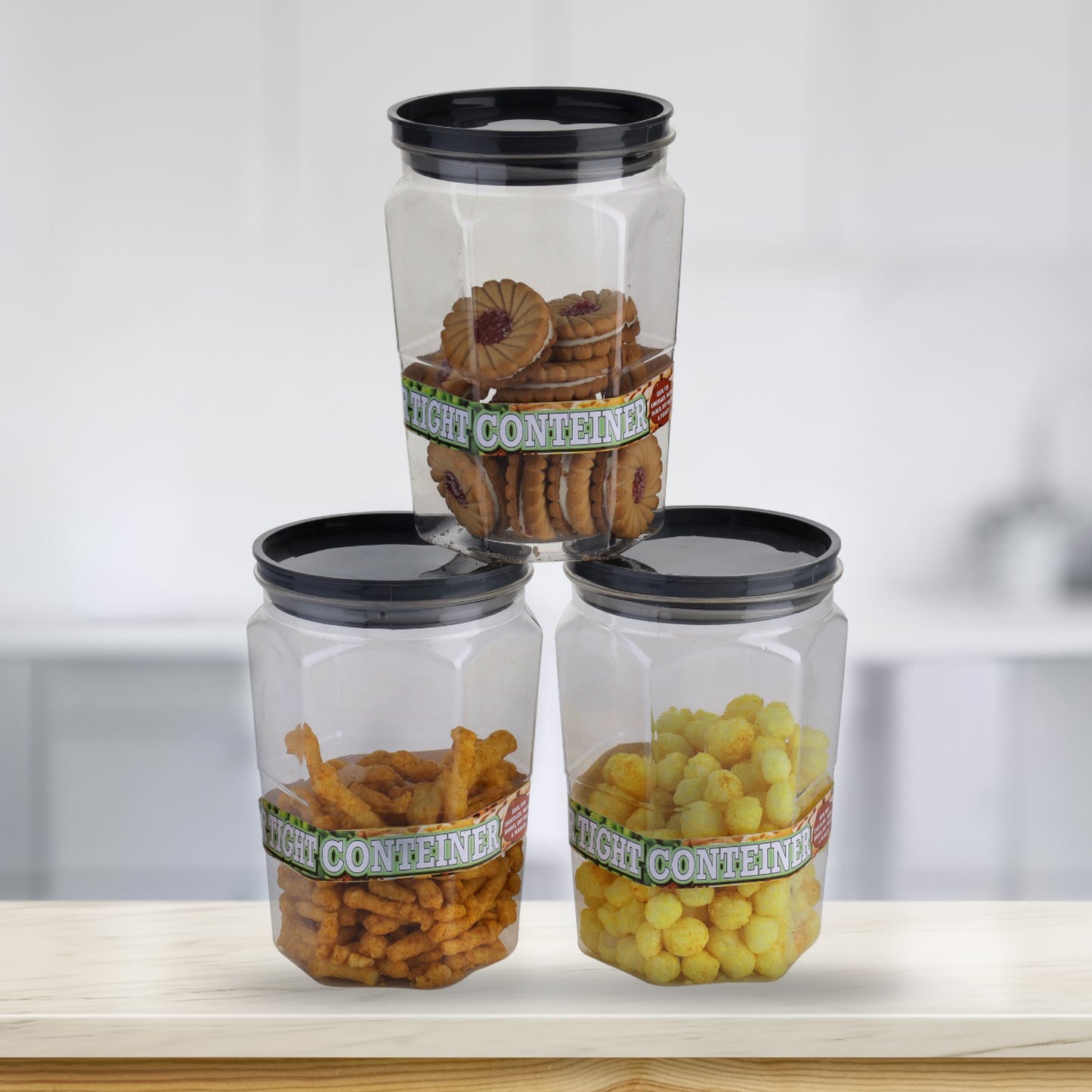 Air Tight Kitchen Storage Container For Rice  Dal  Atta Bpa-free Flour  Cereals  Snacks  Stackable  Modular Round. (Approx - 1100ml Set Of 6pcs) - Happy Price - Image 3