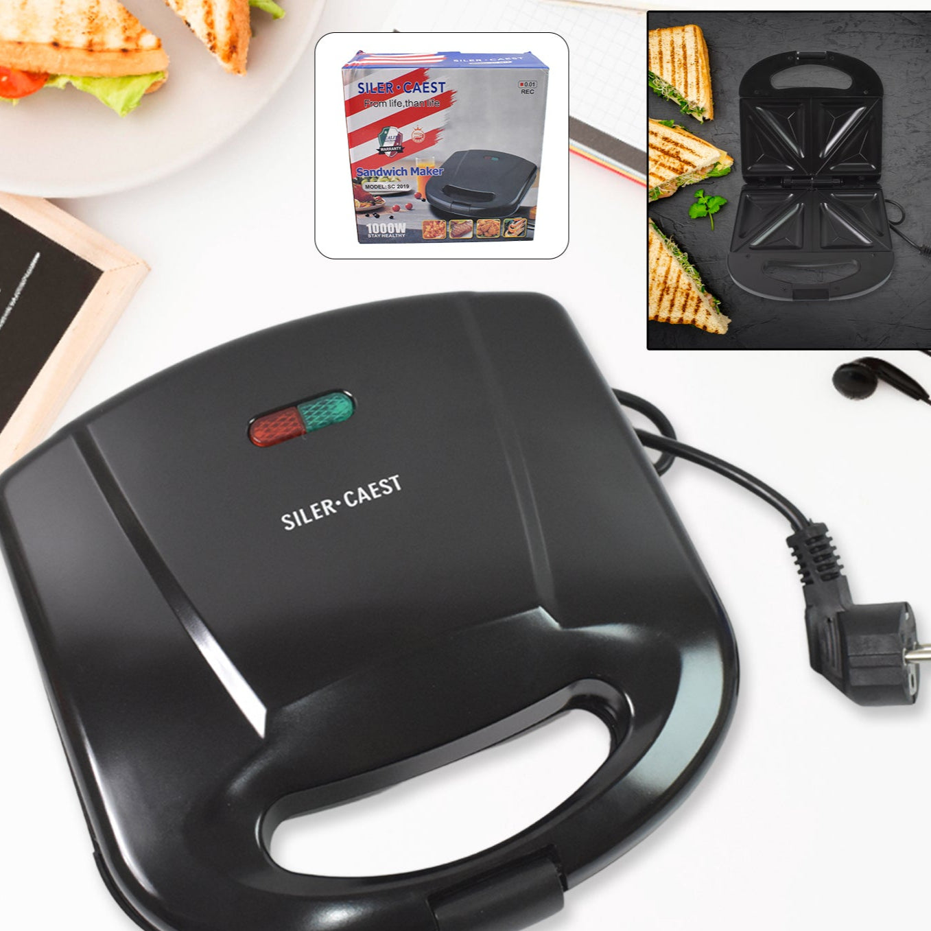 Sandwich Maker Makes Sandwich Non-stick Plates Easy To Use With Indicator Lights - Happy Price - Image 1