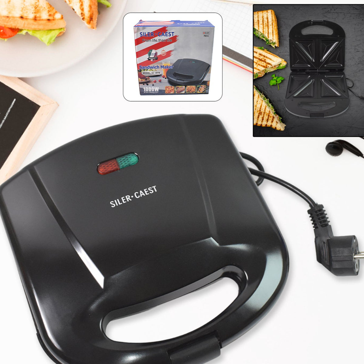 Sandwich Maker Makes Sandwich Non-stick Plates Easy To Use With Indicator Lights - Happy Price - Image 1