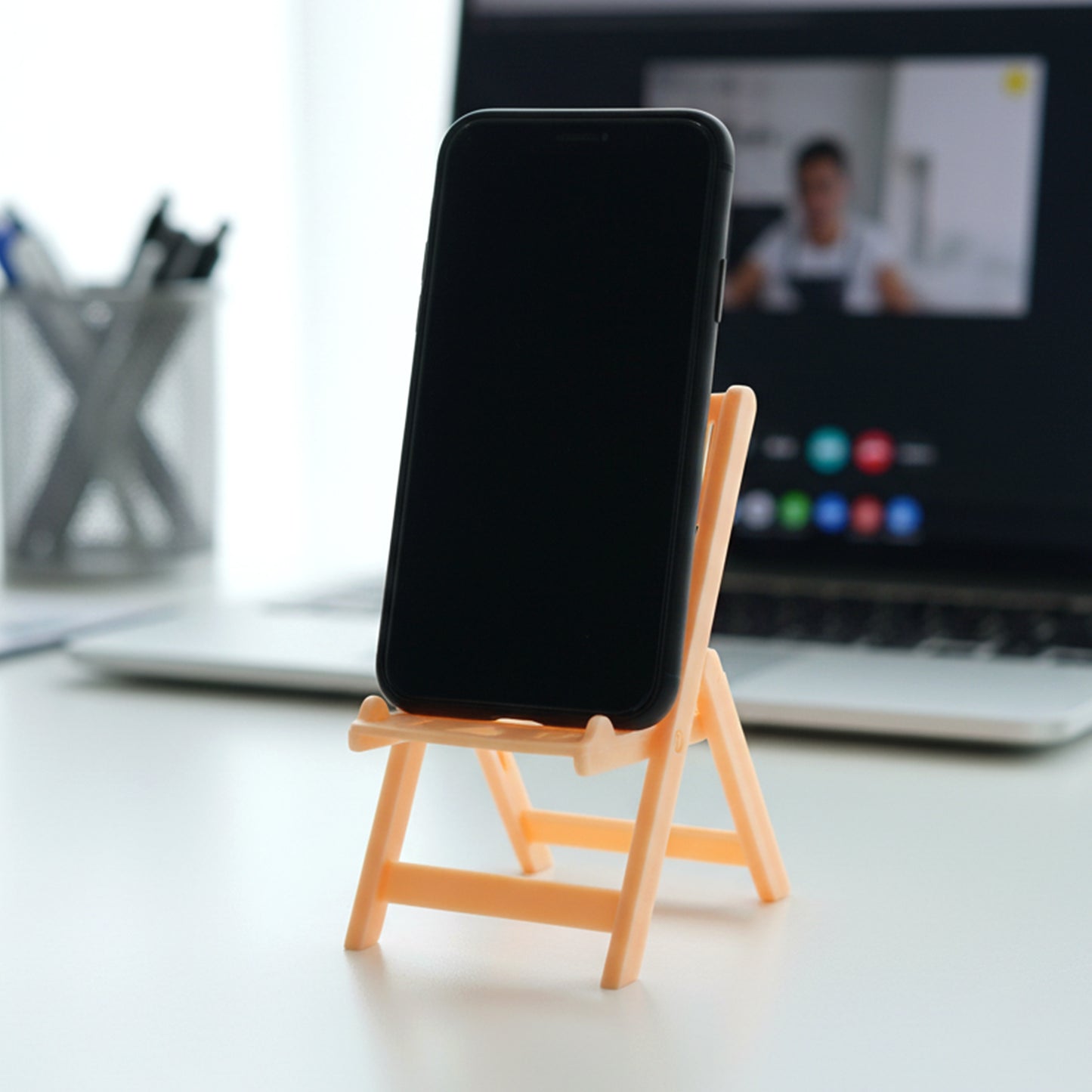 Mini Chair Mobile Stand Holder - 1 Pc Peach Color - Happy Price - Image 6