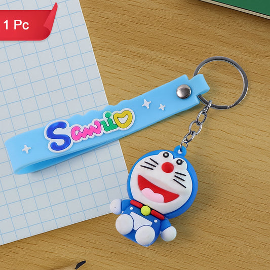 Cute Cartoon Silicone 3d Key Chain With Metal Hook  Strap (Pack Of 1) - Happy Price - Image 1