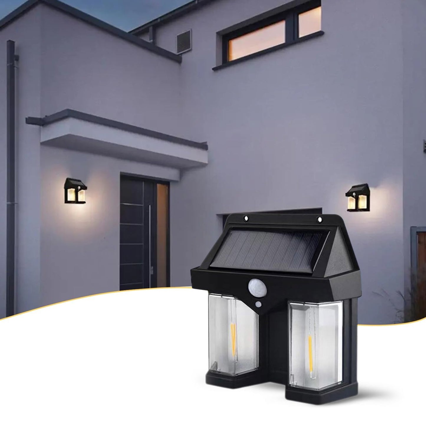 Outdoor Solar Wall Lamp Outdoor Waterproof High Quality Lamp Induction Garden Lamp Garden Villa Night Lamp Double Lamp Light (1 Pc) - Happy Price - Image 2