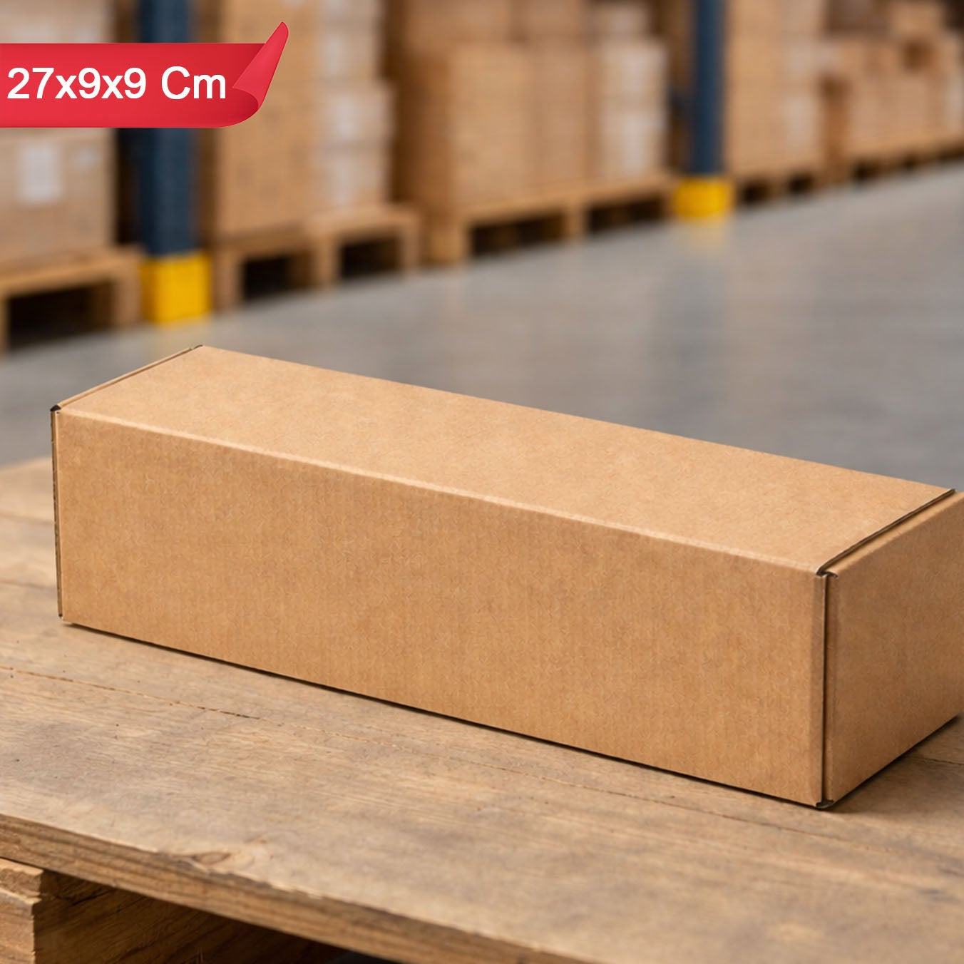 Sturdy Brown Corrugated Box for Packaging - 27x9x9 cm, 1 Pc - Happy Price - Image 1