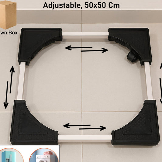 Adjustable Heavy-duty Fridge And Washing Machine Stand Base Trolley 50x50 Cm - Happy Price - Image 1