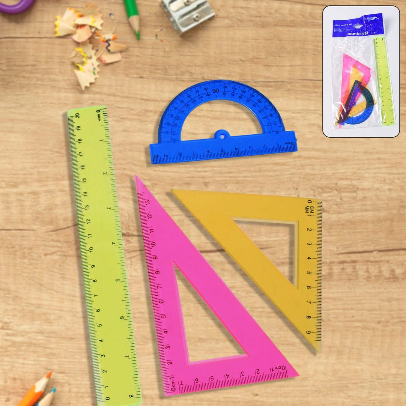 4-piece Geometry Set Triangle Ruler Protractor Straight Ruler - Happy Price - Image 1