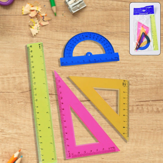 4-piece Geometry Set Triangle Ruler Protractor Straight Ruler - Happy Price - Image 1