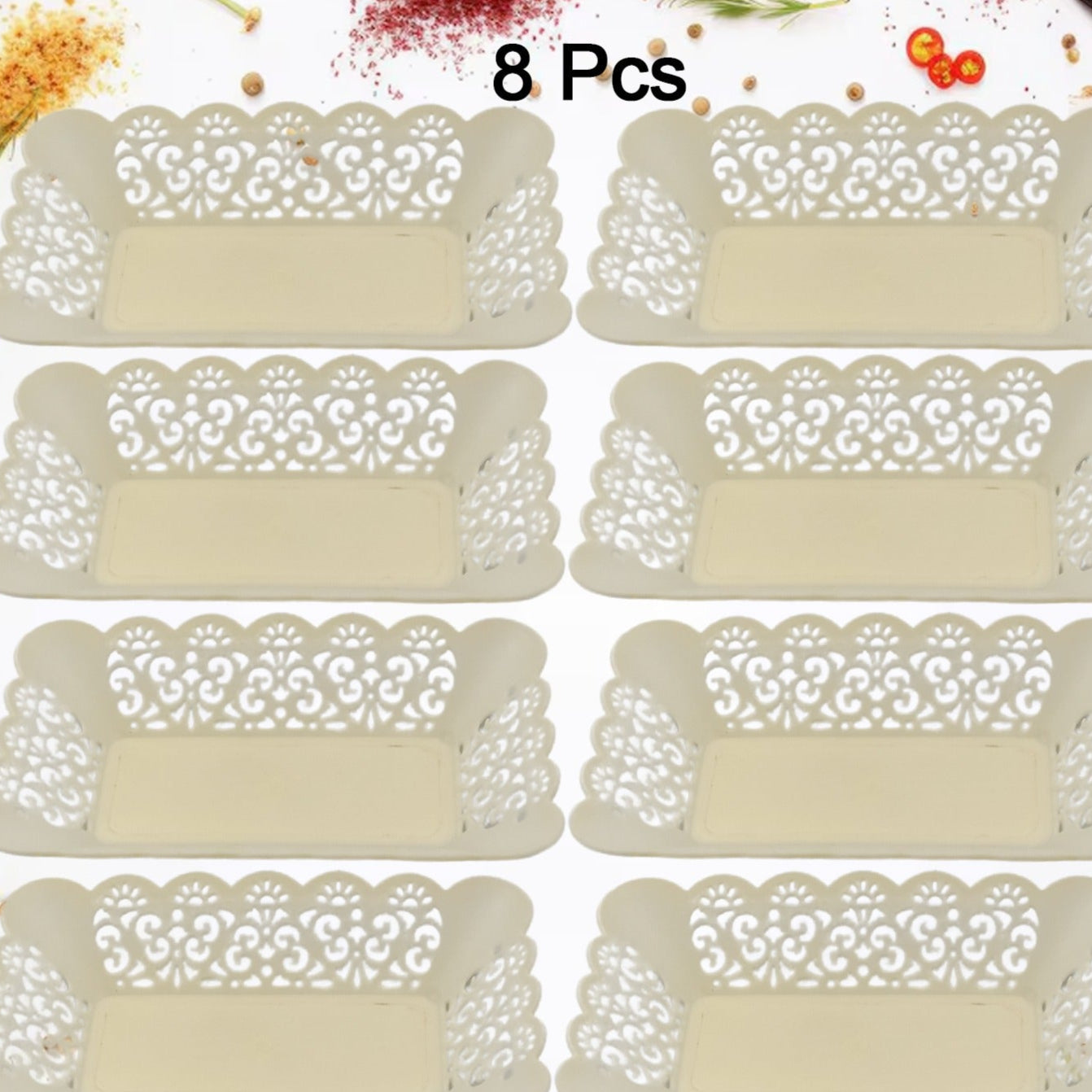 Rectangle Plastic Dinner Plate Snacks  Breakfast Restaurant Serving Trays Home School Coffee Hotel Kitchen Office (8 Pcs Set) - Happy Price - Image 1