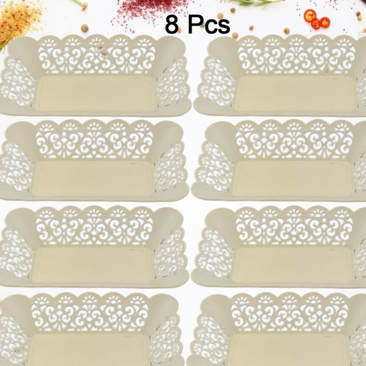 Rectangle Plastic Dinner Plate Snacks  Breakfast Restaurant Serving Trays Home School Coffee Hotel Kitchen Office (8 Pcs Set) - Happy Price - Image 1