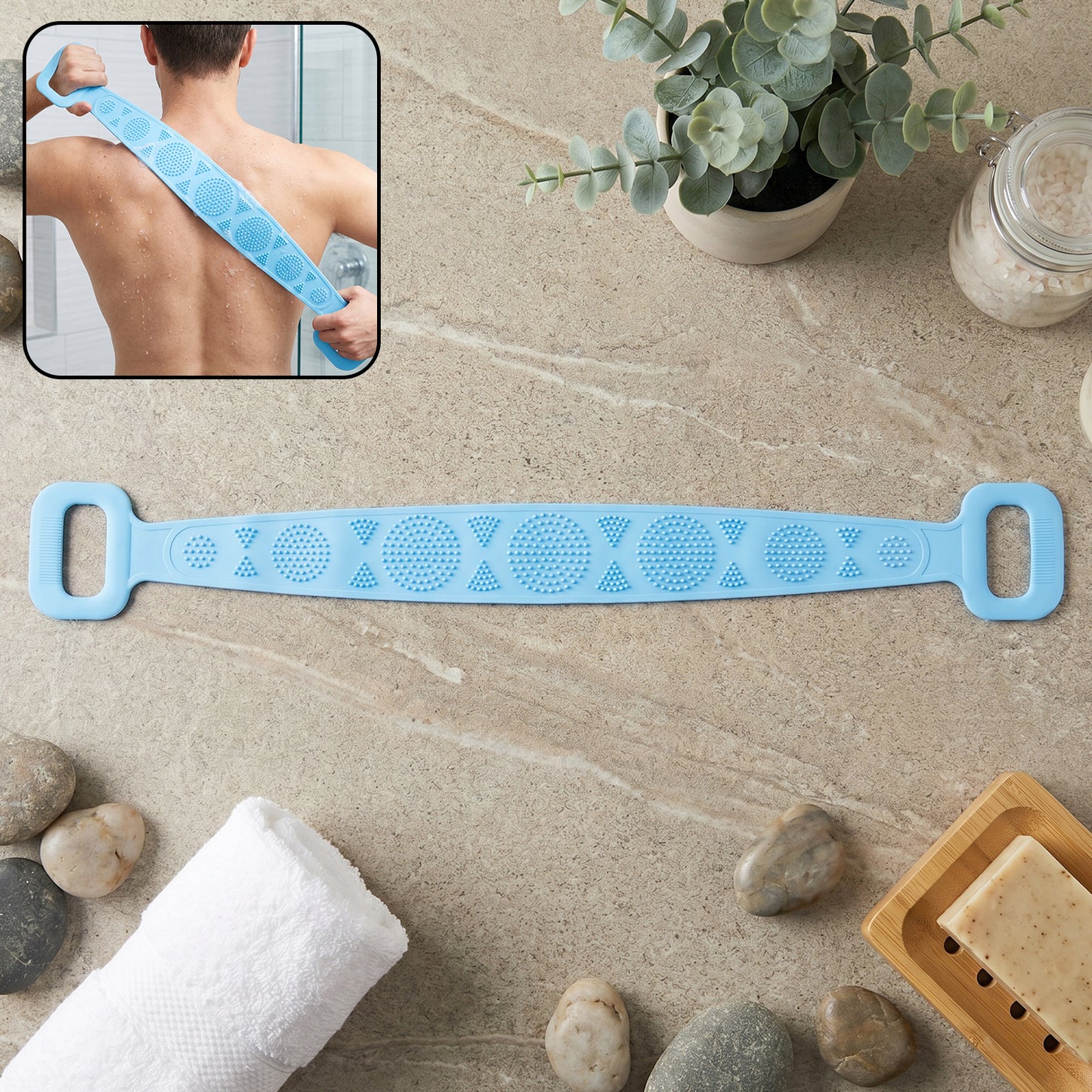 Long Silicone Back Scrubber Belt for Bath - 1 Pc - Happy Price - Image 2