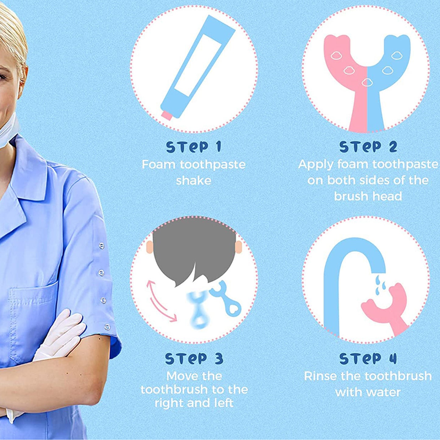 U-shaped Toothbrush For Kids Manual Whitening Toothbrush Silicone Brush Head For Kids Children Infant Toothbrush For 2-6 Years - Happy Price - Image 3