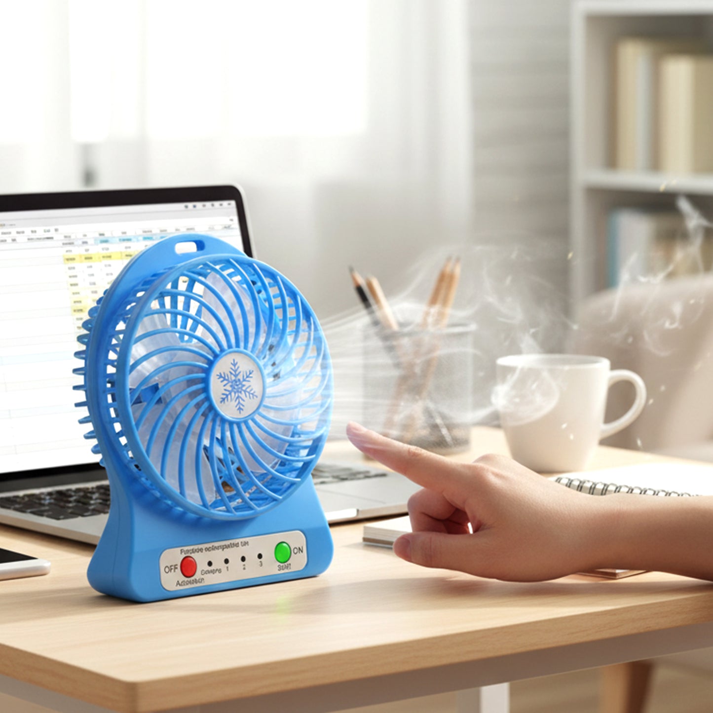Portable Rechargeable Mini Fan with LED Light - 1 Pc - Happy Price - Image 5
