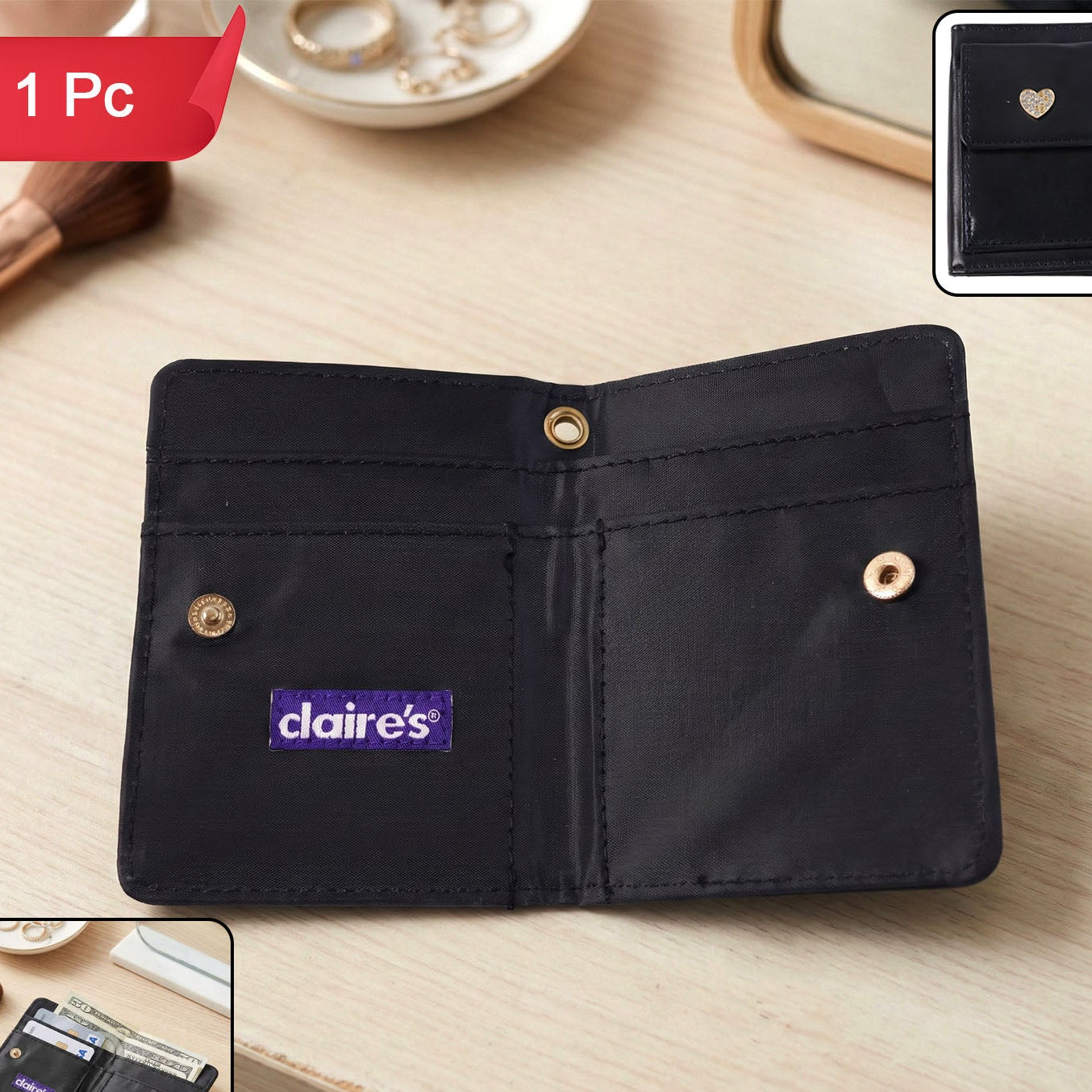 Compact Card Holder Wallet with Snap Button Closure - 1 Pc - Happy Price - Image 1