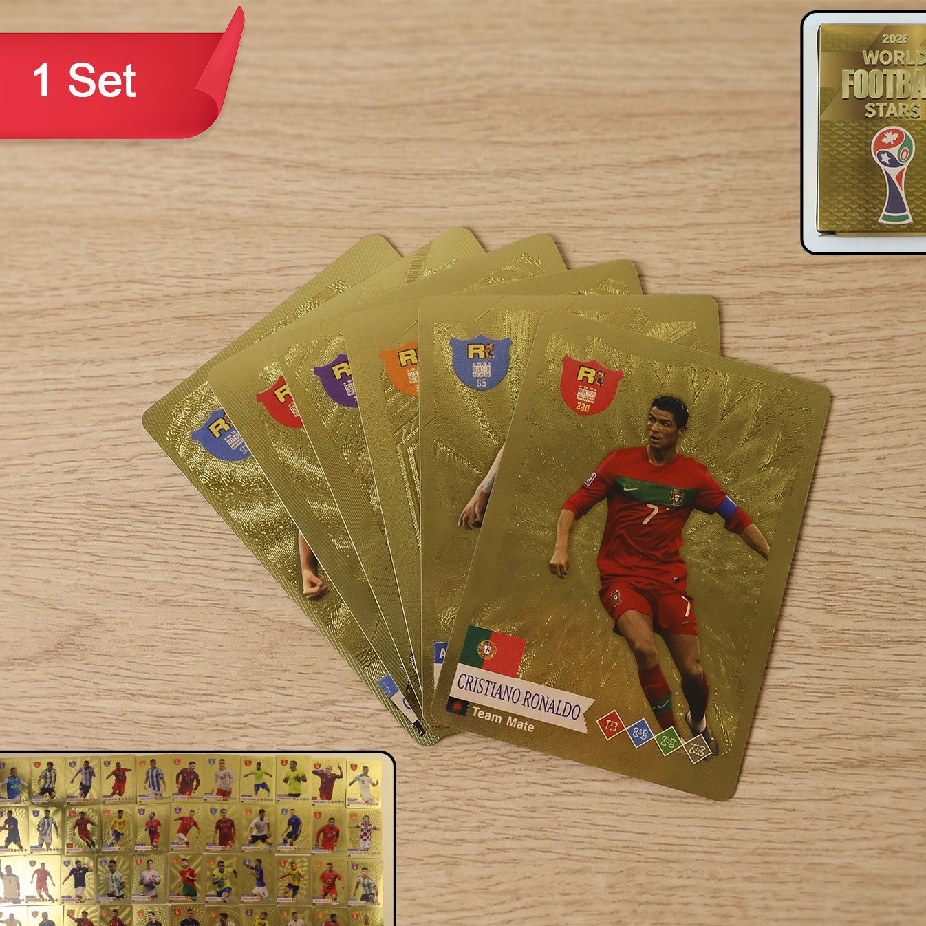 World Football Stars Card Set -includes 1 Set Of Football Player Trading Cards