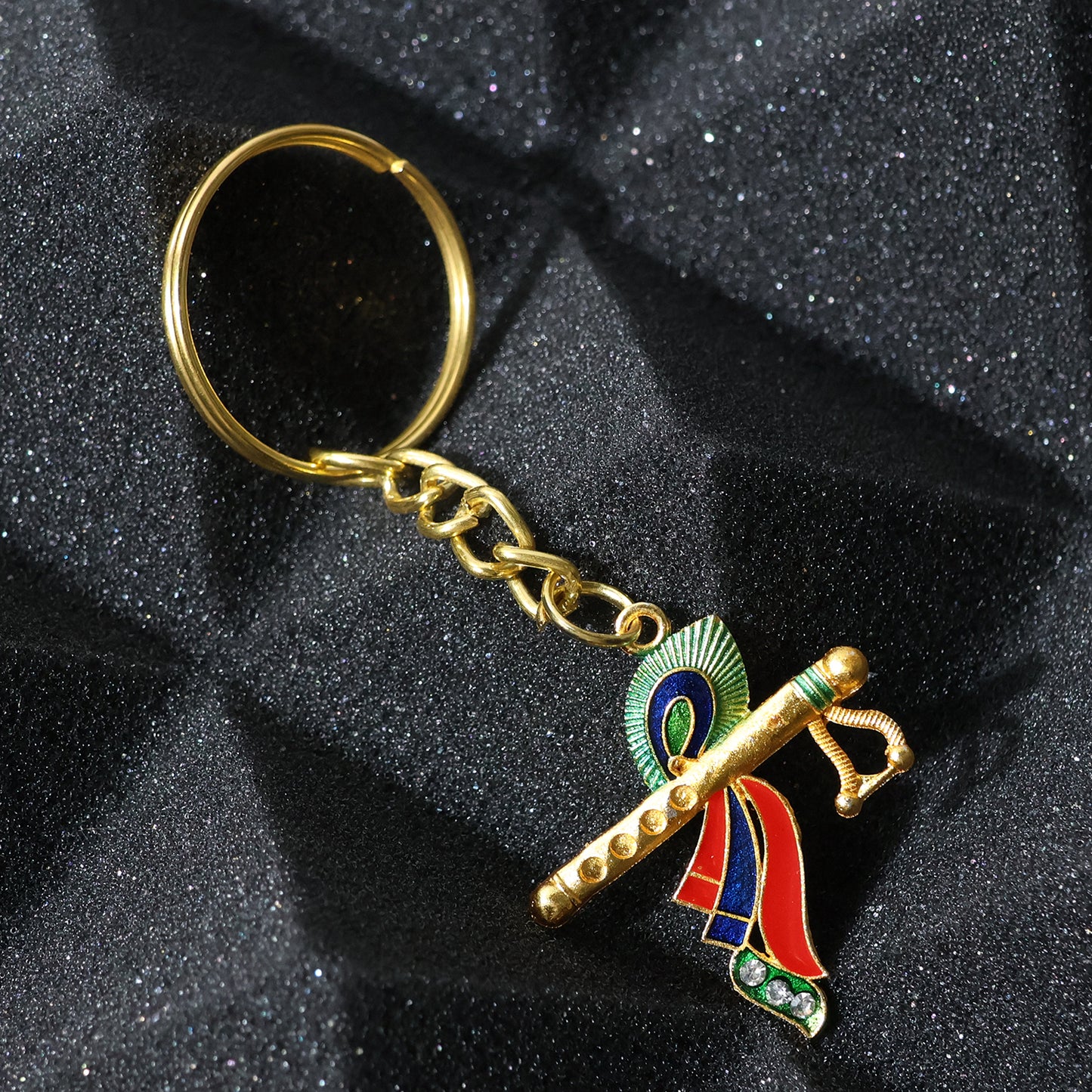 Krishna Bansuri Flute Keychain with Peacock Feather Design - 1 Pc - Happy Price - Image 4