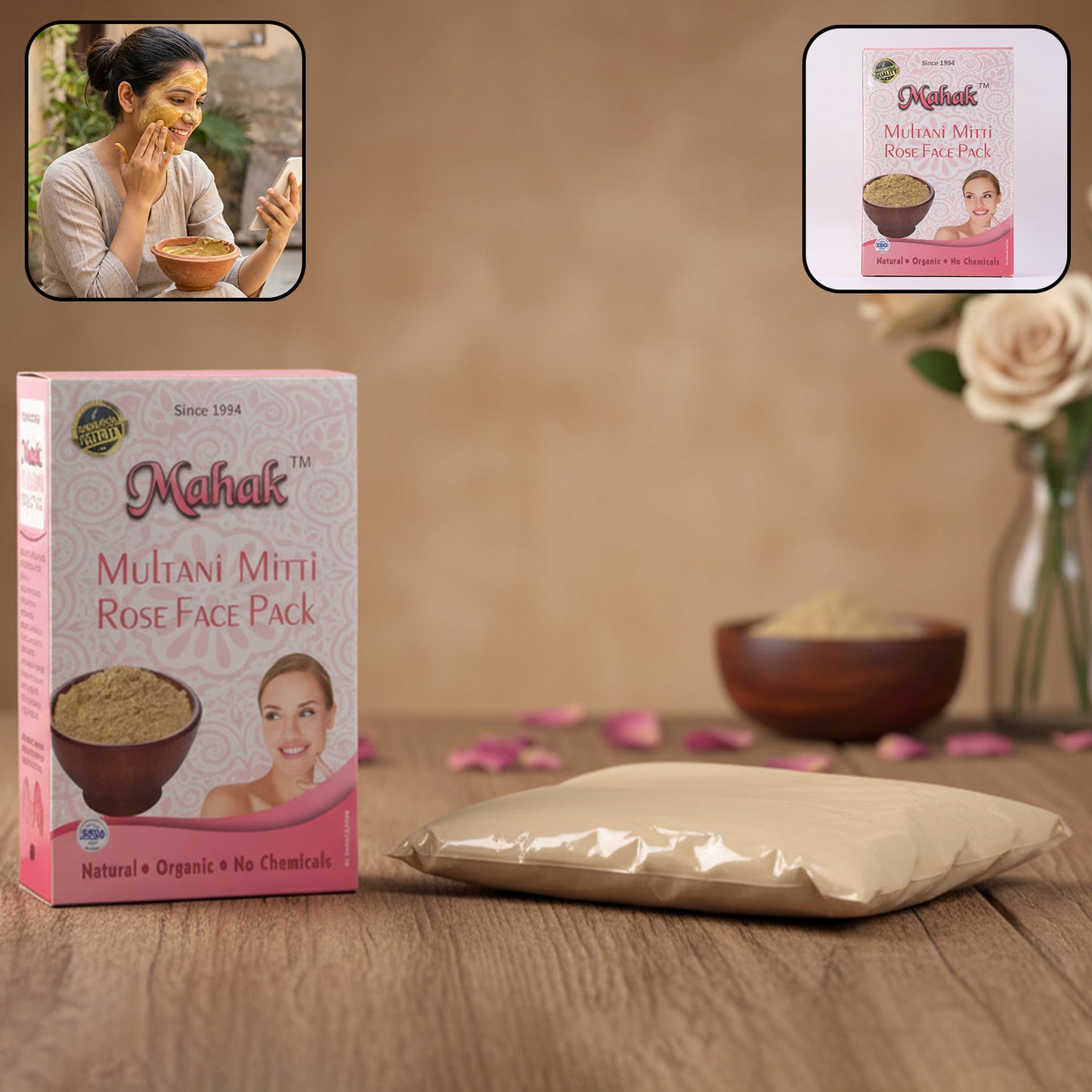 Herbal Multani Mitti & Rose Face Pack - 80 gm - Happy Price - Image 3
