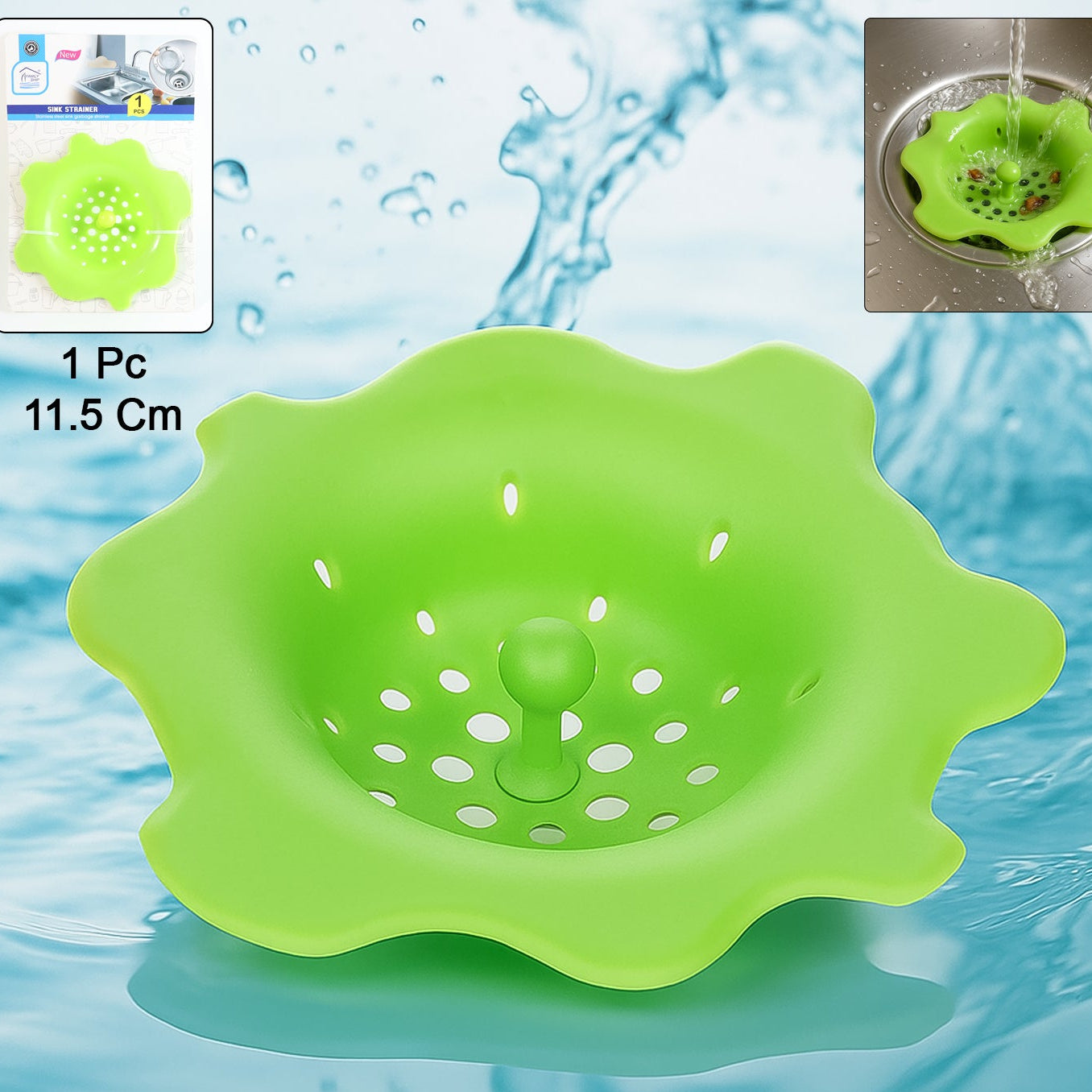 Flexible Silicone Sink Strainer & Drain Hair Catcher - Flower Shape, 11.5 cm (1 Pc) - Happy Price - Image 1