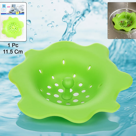 Flexible Silicone Sink Strainer & Drain Hair Catcher - Flower Shape, 11.5 cm (1 Pc) - Happy Price - Image 1