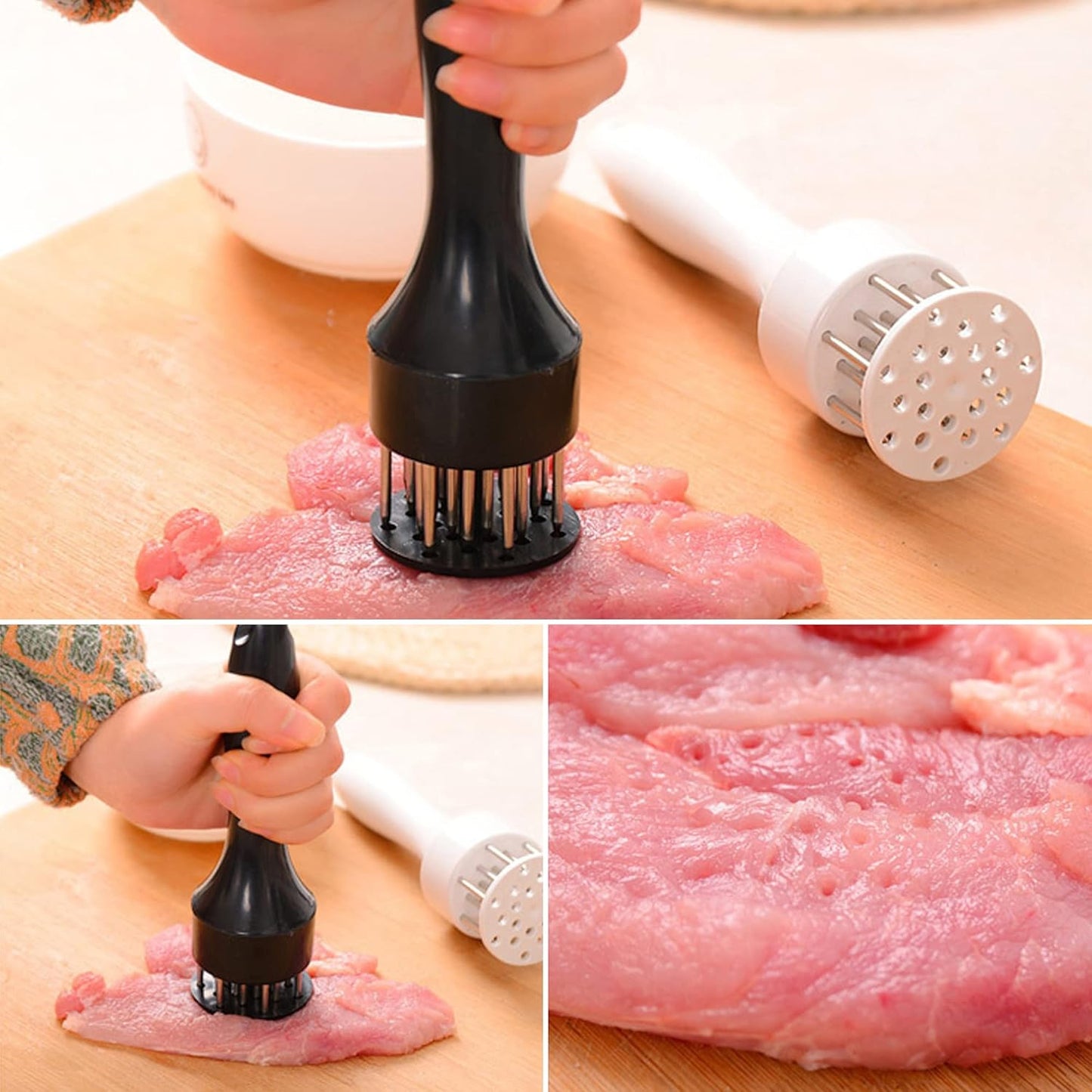 Stainless Steel Meat Tenderizer Tool with 16 Needles (1 Pc) - Happy Price - Image 3