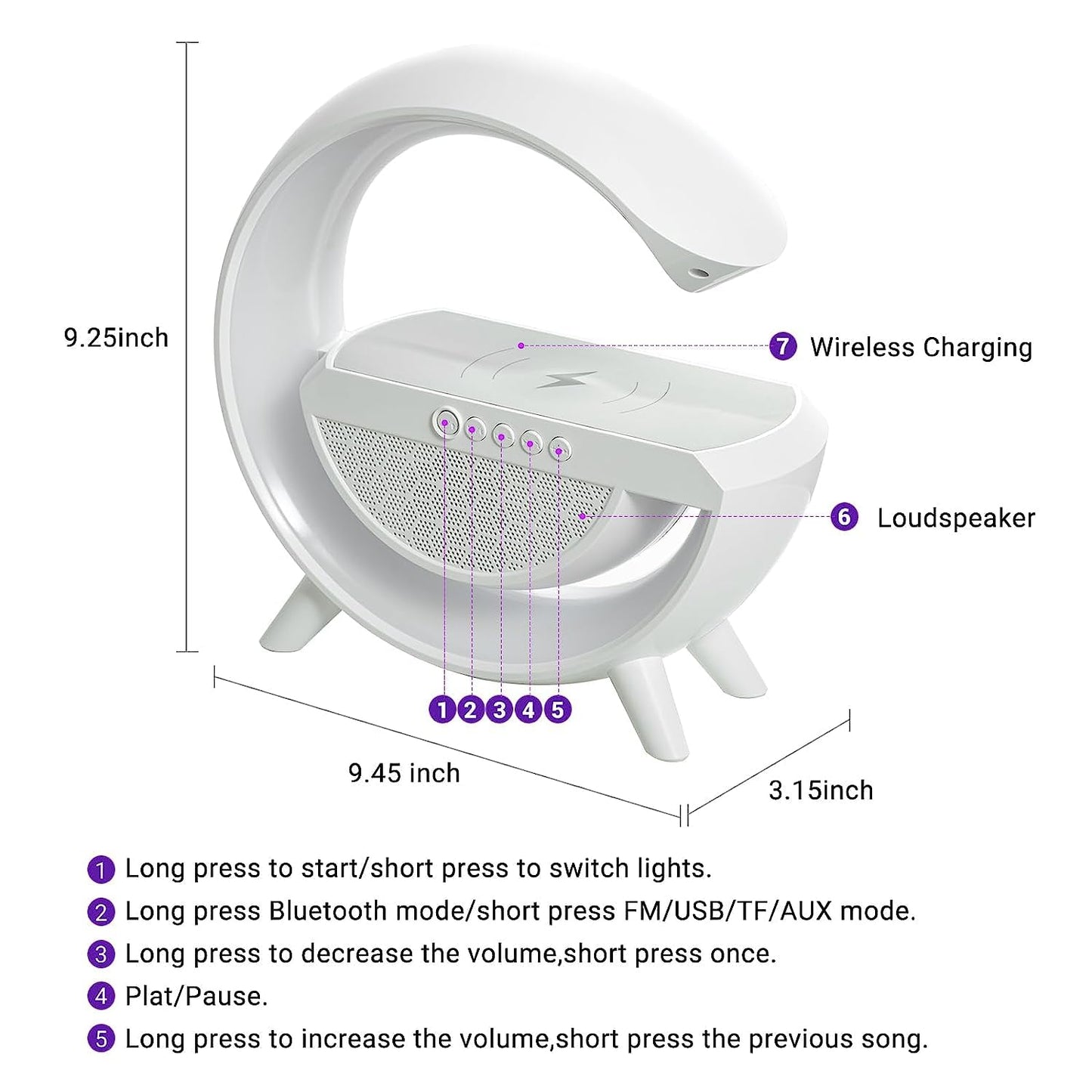 3-in-1 LED Night Lamp with Bluetooth Speaker and Wireless Charger - Happy Price - Image 4