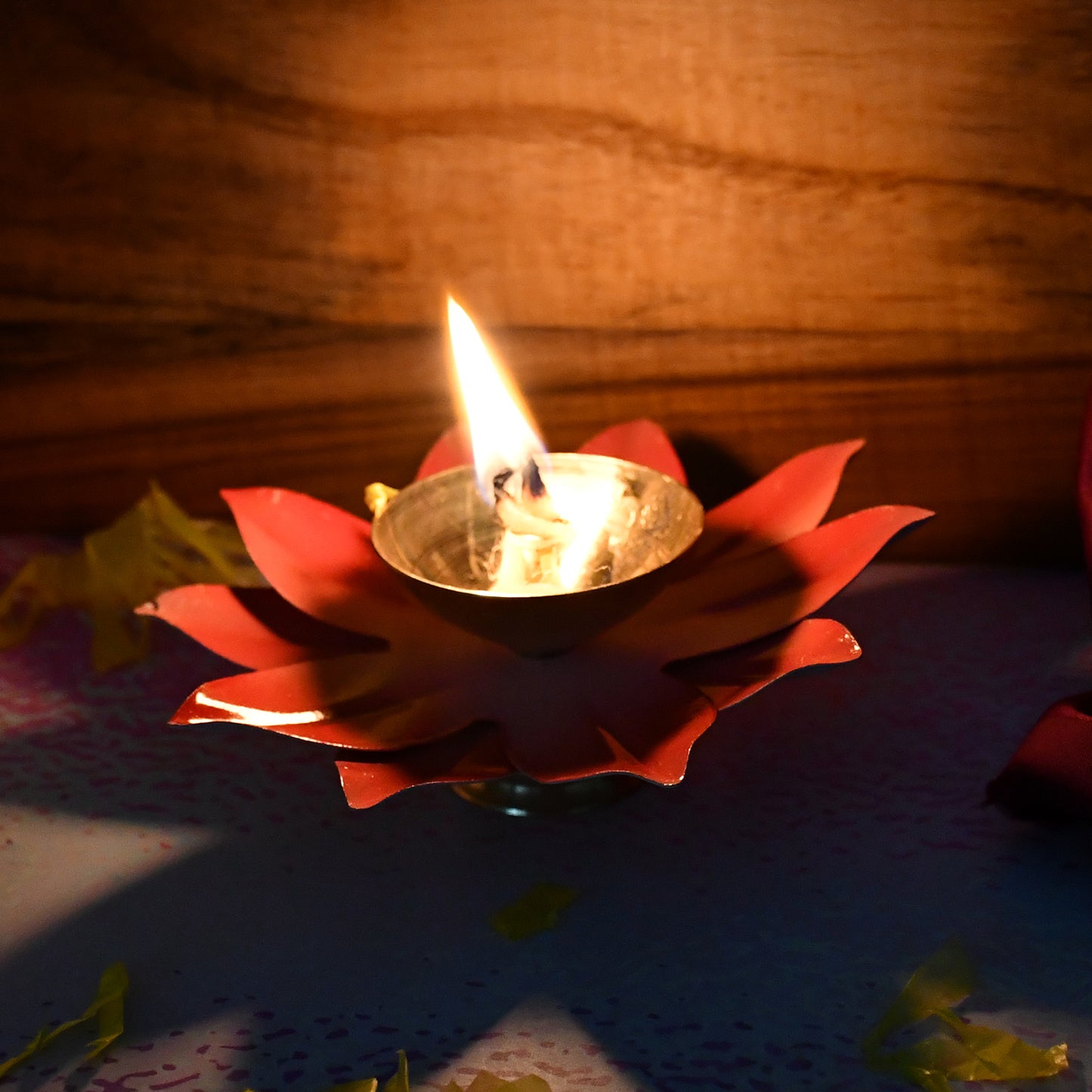 Lotus Brass Oil Diya - 1 Pc, Decorative Pooja Lamp - Happy Price - Image 4