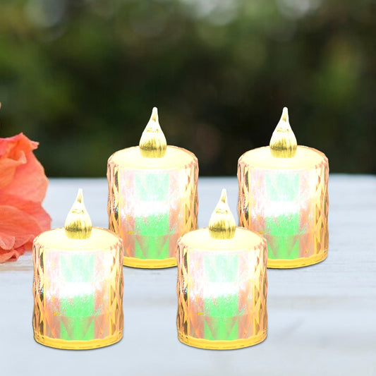 4 Pc Flameless And Smokeless Decorative Melting Candles Led Tea Light - Happy Price - Image 1